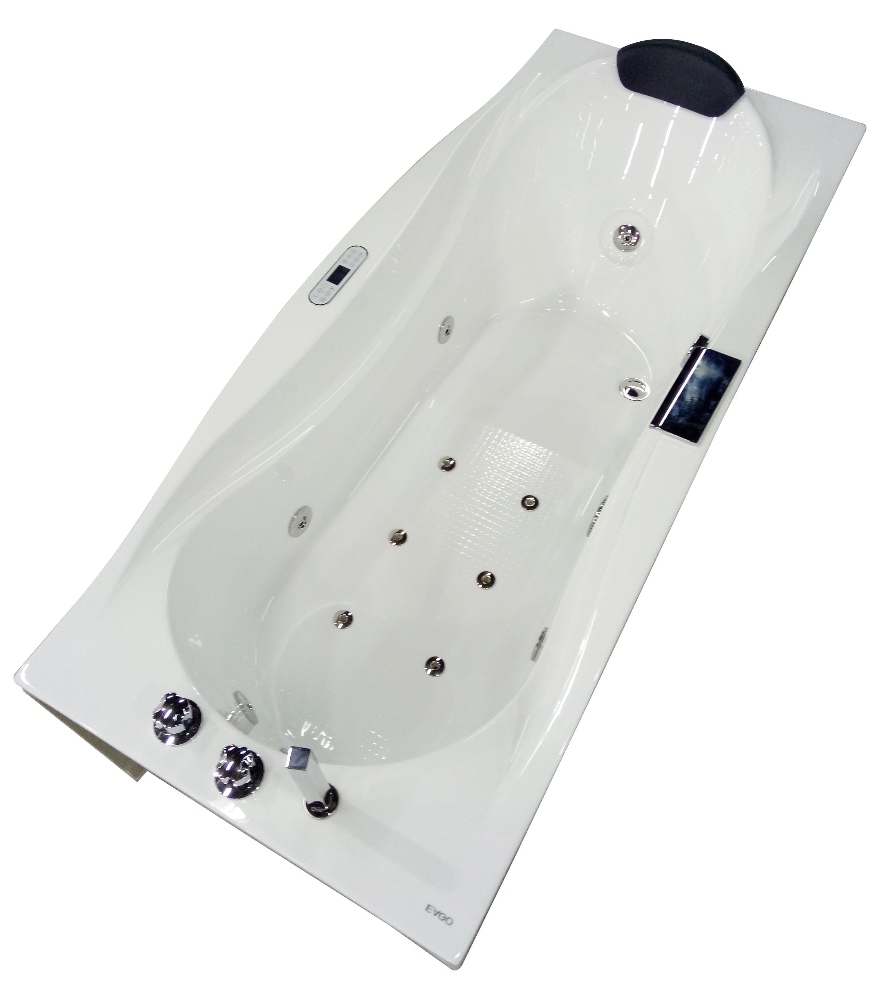 Alternate Image for Eago 71" Acrylic Corner Rectangle Bathtub with Fixtures, White, AM189ETL-R