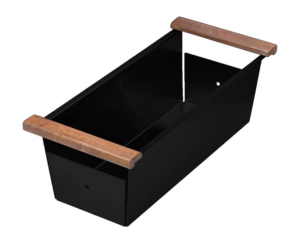 Ruvati LedgeFit Workstation Sink Replacement Colander 17 inch Black Stainless Steel with Wooden Handles, 16, Gunmetal Black, RVA1317BL
