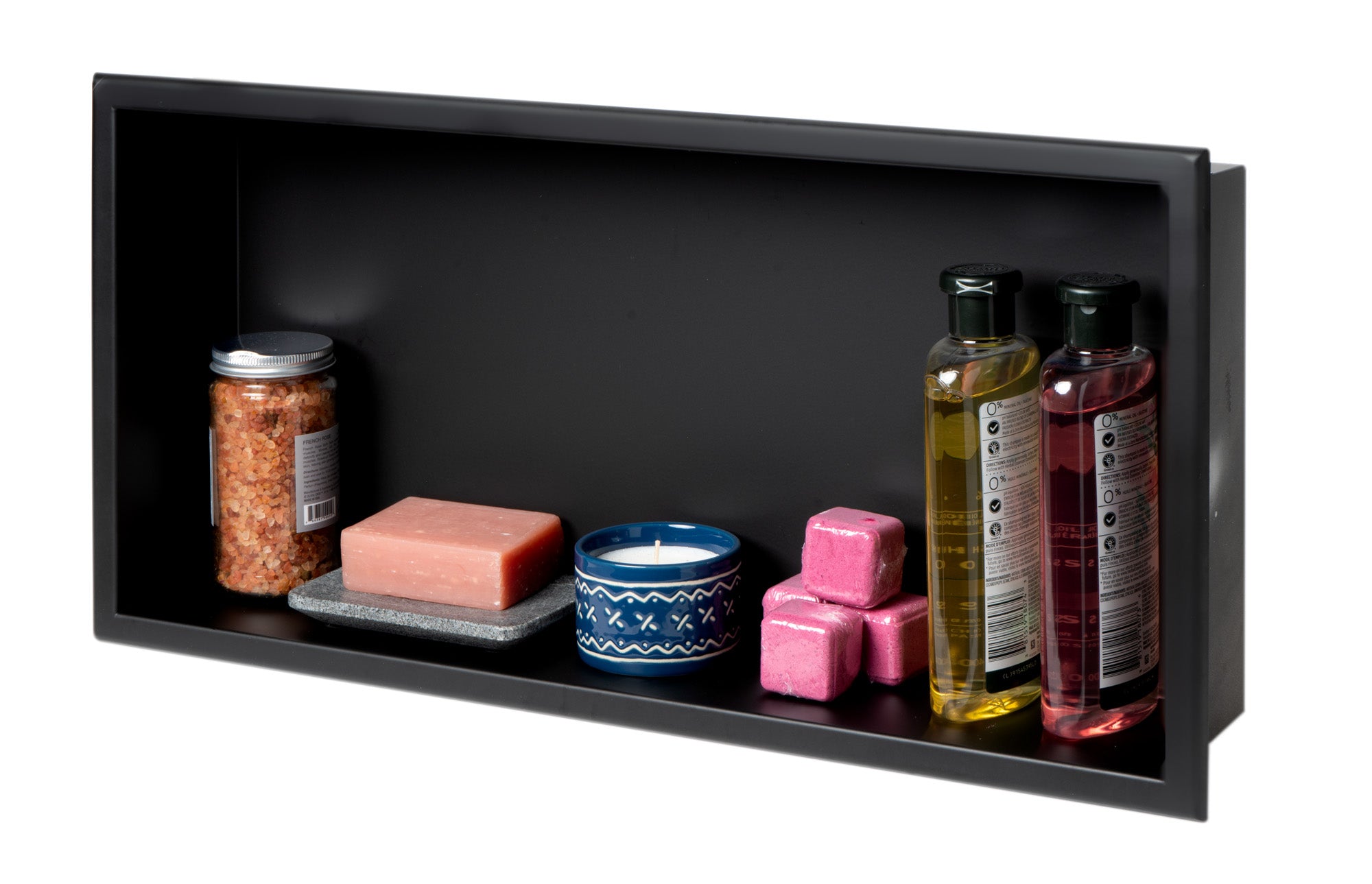 Alternate Image for ALFI brand ABNC2412-BLA 24 x 12 Black Matte Stainless Steel Horizontal Single Shelf Bath Shower Niche, 20 Gauge