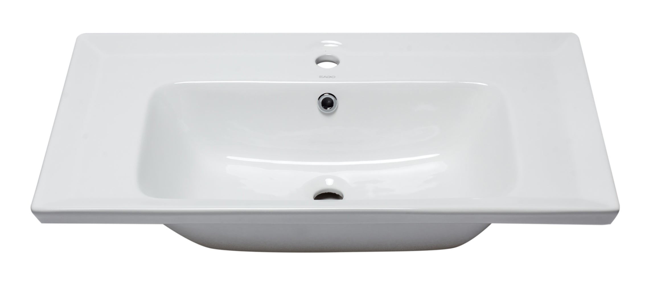 Alternate Image for Eago 31.5" x 18.88" Rectangle Drop In Porcelain Bathroom Sink, White, 1 Faucet Hole, BH003