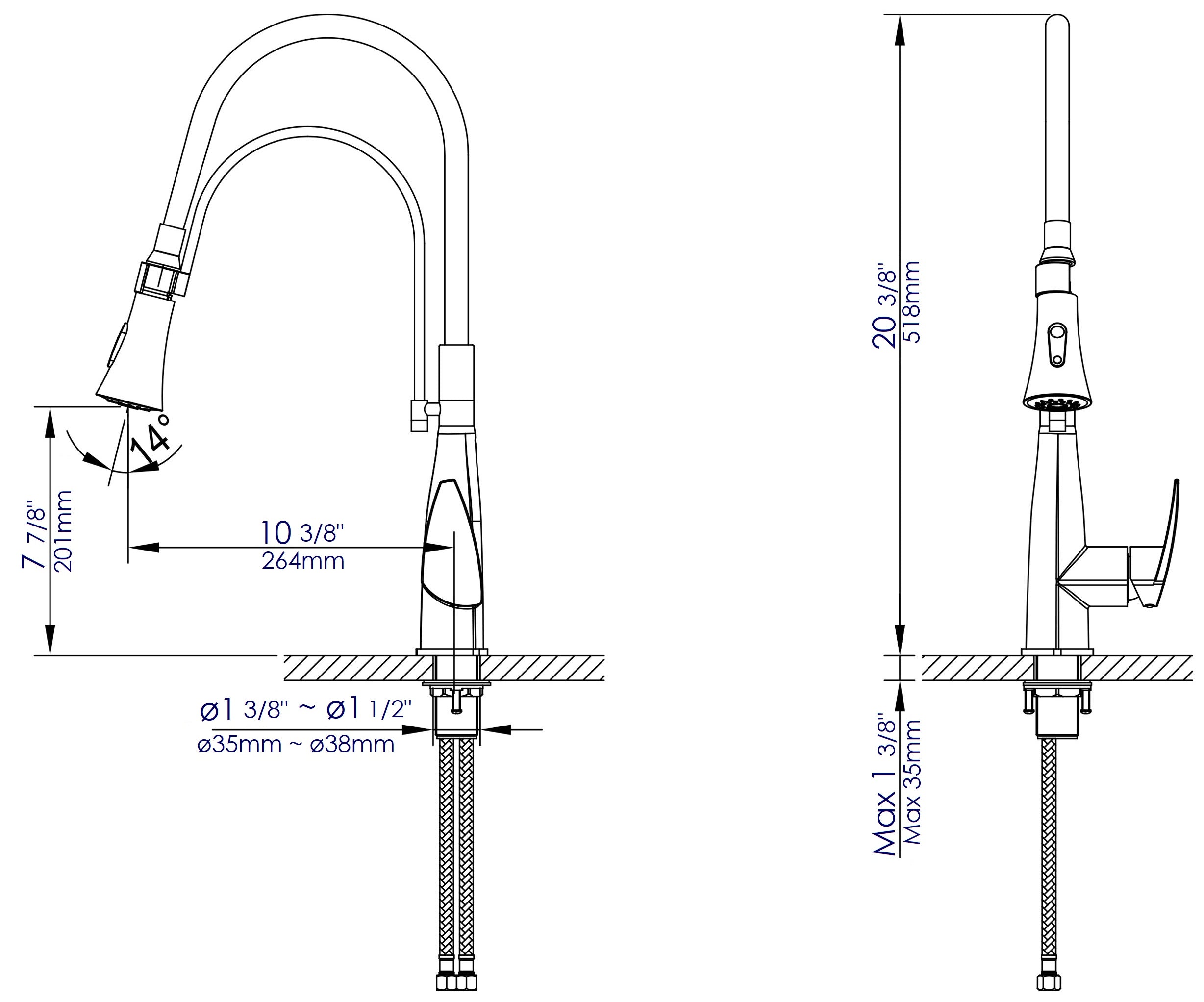 ALFI brand 1.8 GPM Lever Gooseneck Spout Touch Kitchen Faucet, Modern, Gray, Polished Chrome, ABKF3001-PC