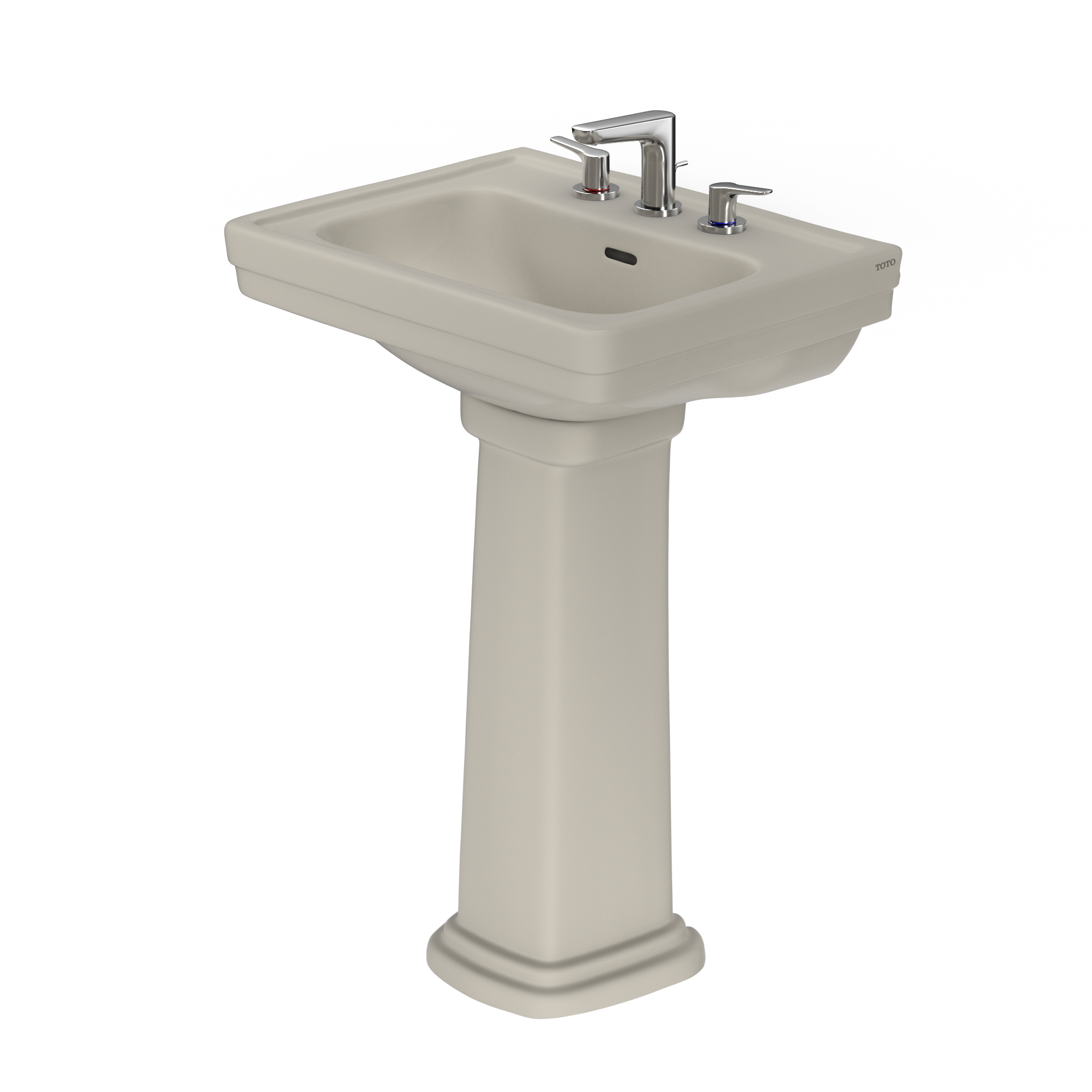 Alternate Image for TOTO Promenade 24" x 19-1/4" Rectangular Pedestal Bathroom Sink for 8 inch Center Faucets, Bone, Vitreous China, LPT532.8N#03
