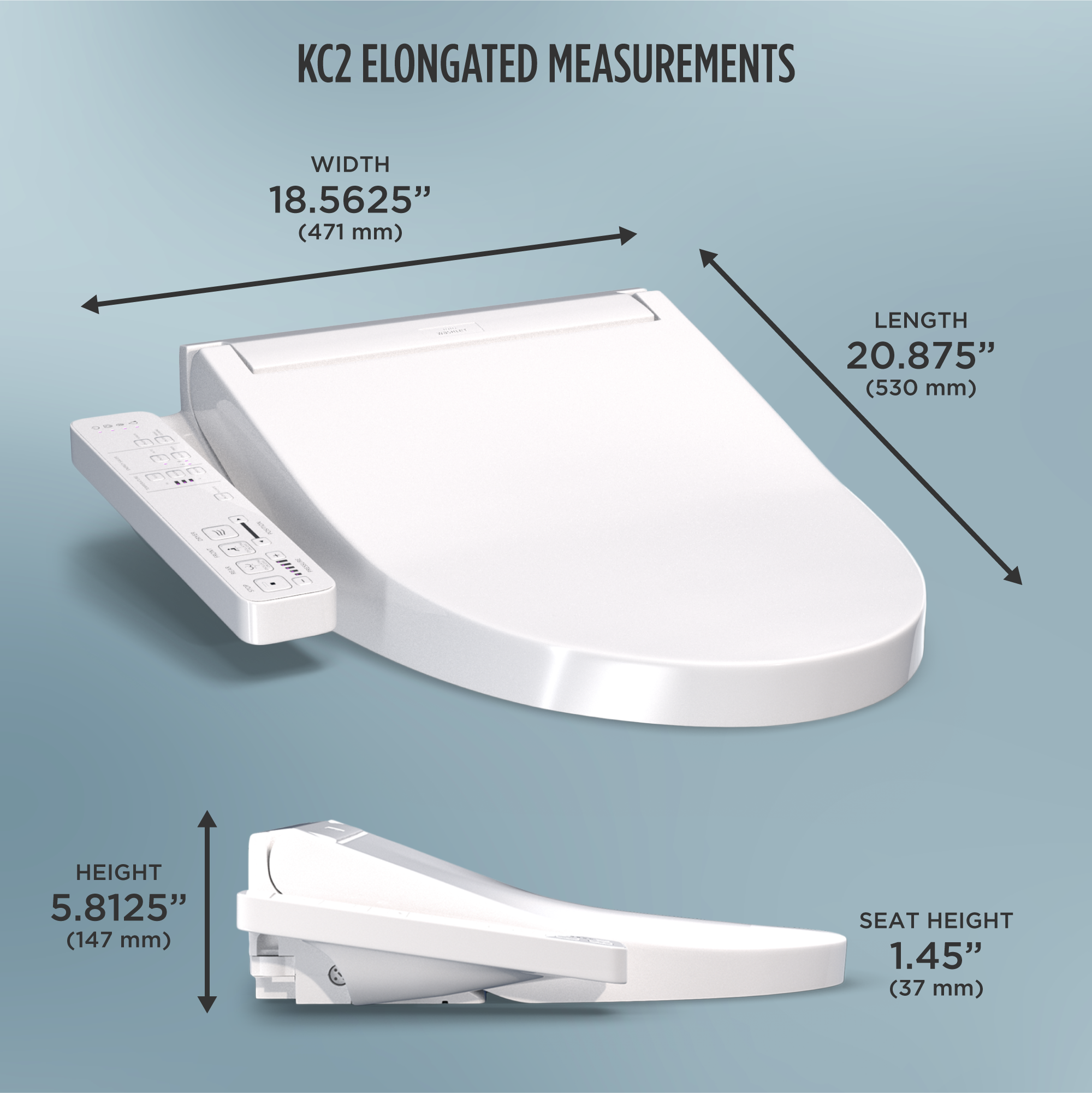 Alternate Image for TOTO WASHLET KC2 Electronic Bidet Toilet Seat with Heated Seat and SoftClose Lid, Elongated, Cotton White, Plastic, SW3024#01