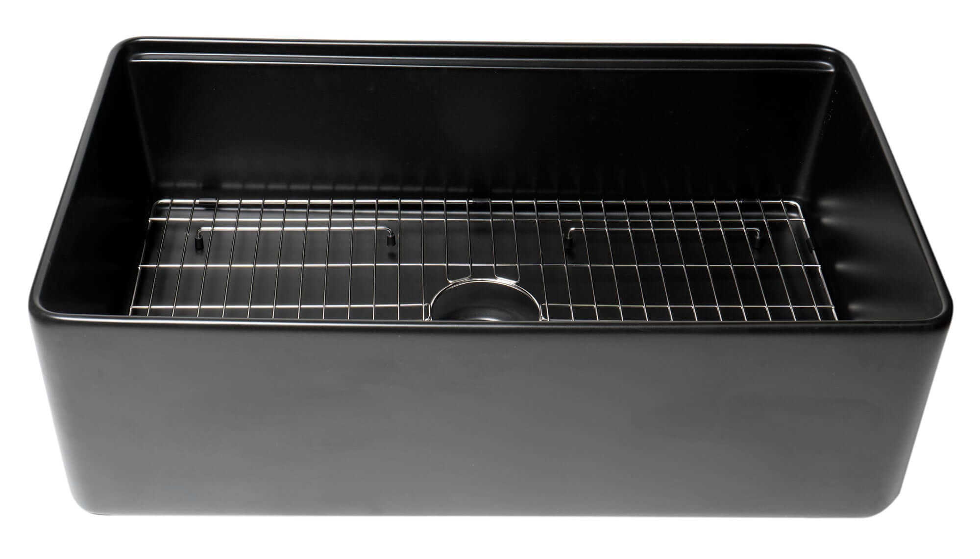 Alternate Image for ALFI brand 33" Fireclay Workstation Farmhouse Step Rim Sink with Accessories, Black Matte, No Faucet Hole, ABFS3320S-BM