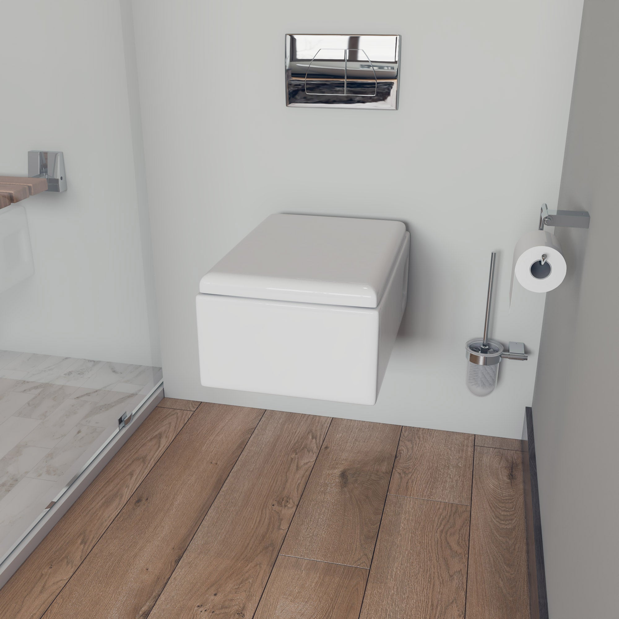Alternate Image for EAGO WDCFB Chrome Dual Flush Buttons for Wall Mounted Toilet, Plastic, White