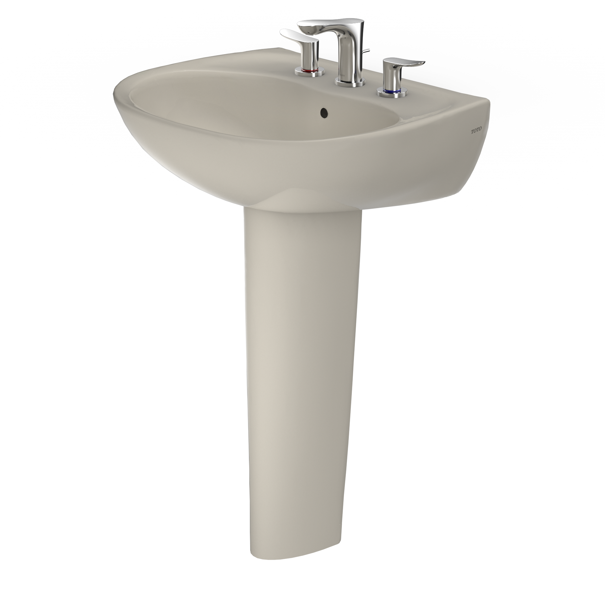 Alternate Image for TOTO Supreme Oval Basin Pedestal Bathroom Sink with CeFiONtect for 8 Inch Center Faucets, Bone, Vitreous China, LPT241.8G#03