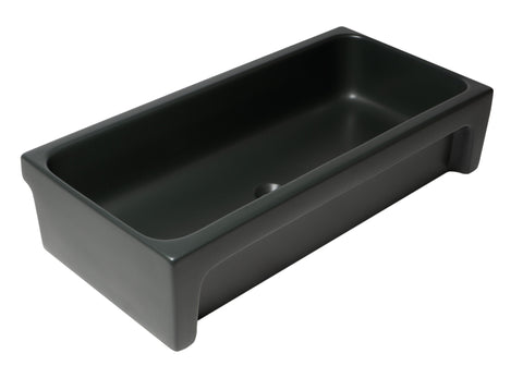 ALFI brand 35.5" x 17.75" Rectangle Above Mount or Semi Recessed Fireclay Bathroom Sink, Black Matte, No Faucet Hole, AB36TRBM