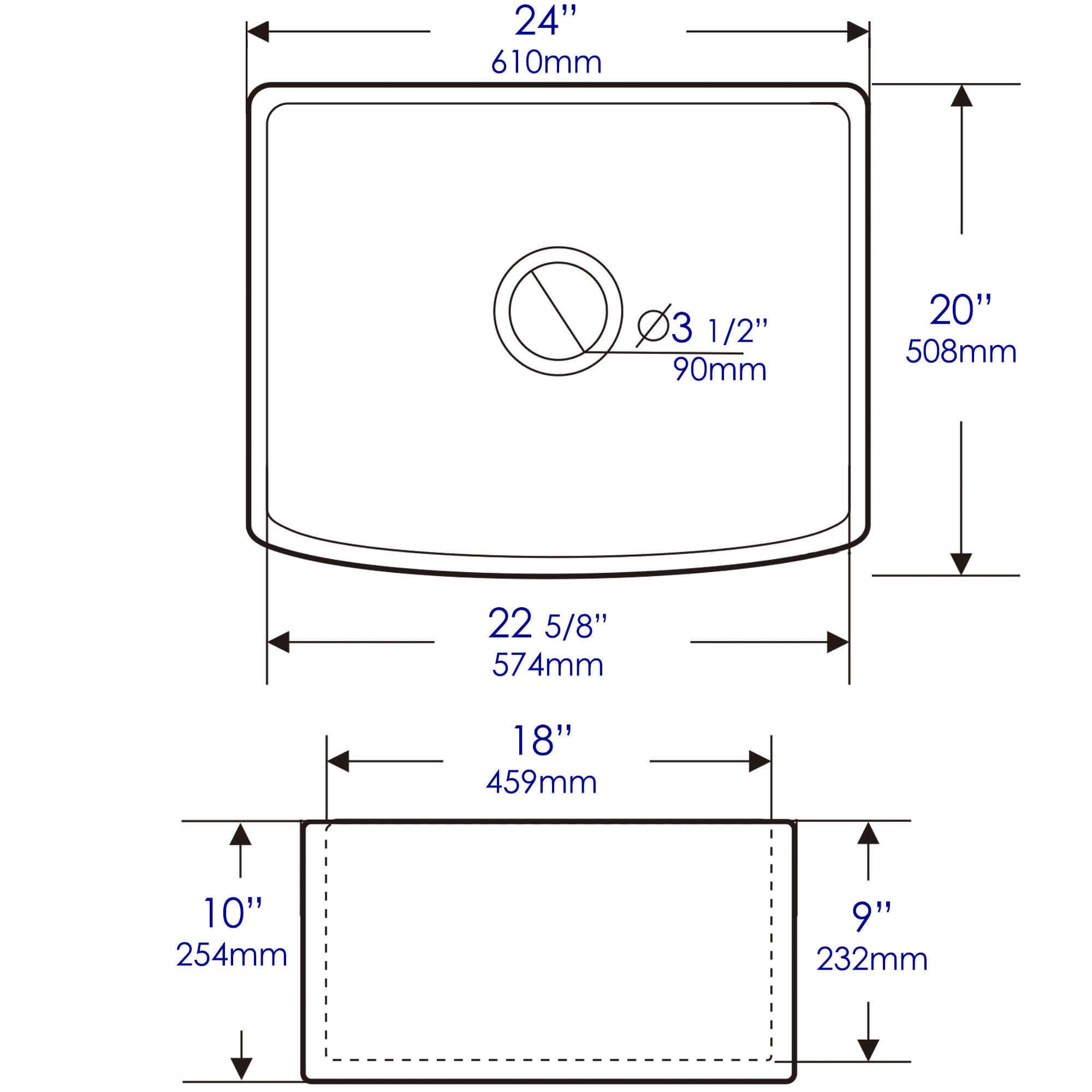 Alternate Image for ALFI brand 24" Fireclay Farmhouse Sink with Accessories, White, ABFC2420-W