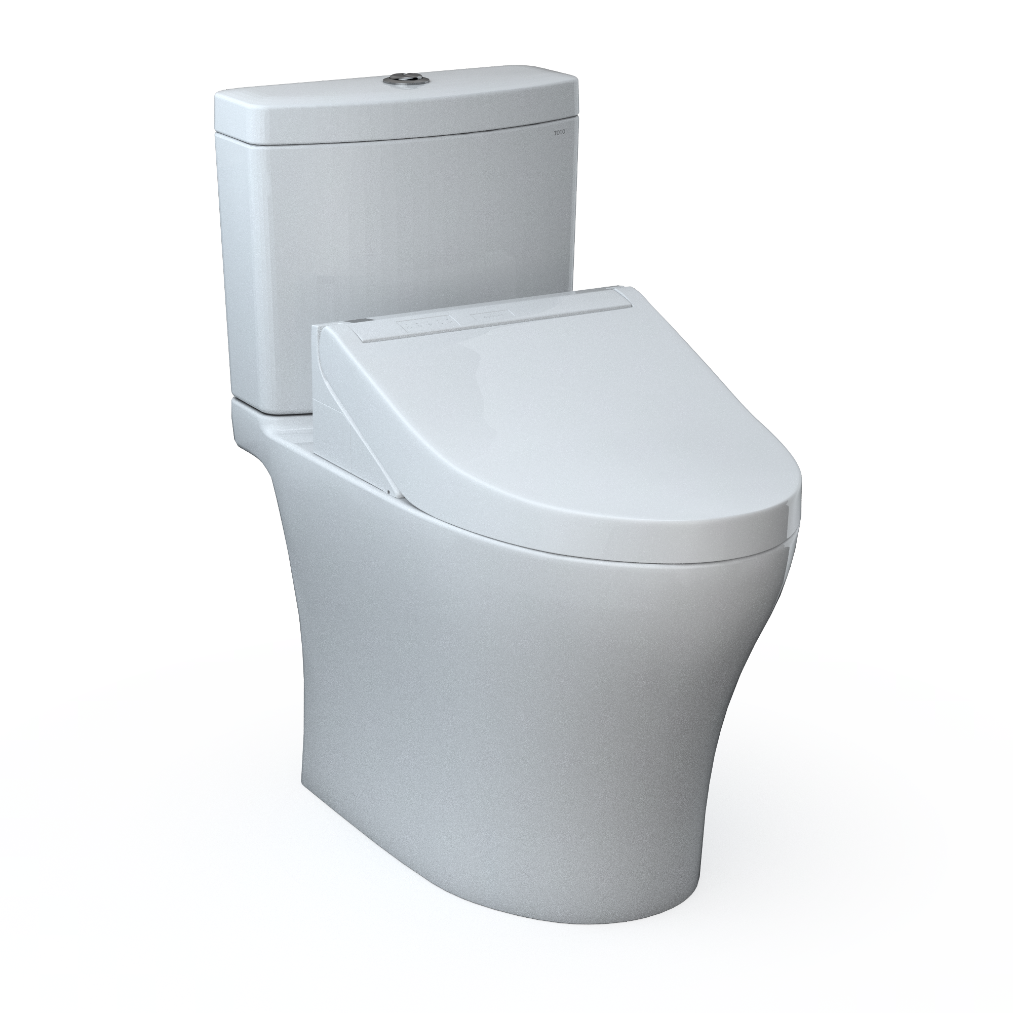 TOTO WASHLET+ Aquia IV Two-Piece Elongated Universal Height Dual Flush 1.28 and 0.9 GPF Toilet and WASHLET C5 Bidet Seat, Cotton White, Vitreous China|Plastic, MW4463084CEMFGN#01
