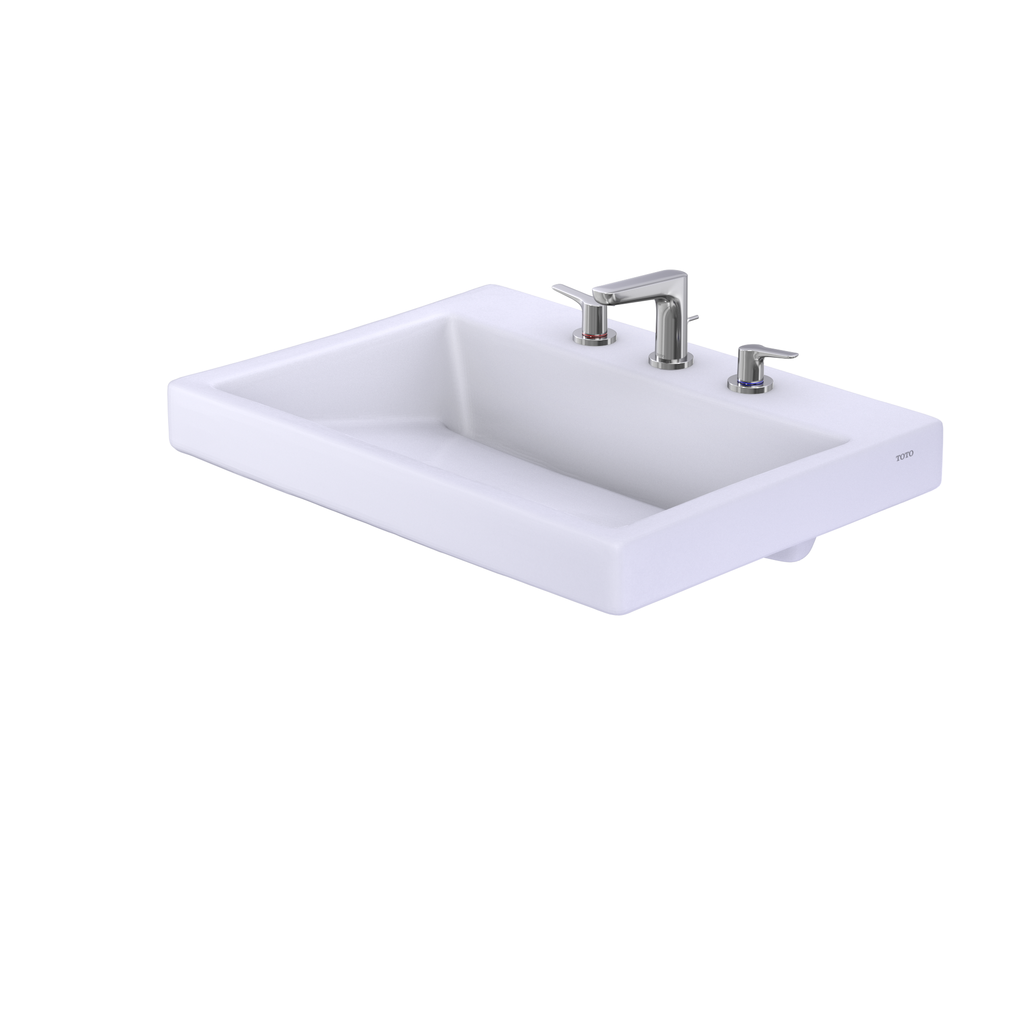 Alternate Image for TOTO Kiwami Renesse Design I Rectangular Fireclay Vessel Bathroom Sink with CEFIONTECT for 8 Inch Faucets, Cotton White, Fired Clay, LT171.8G#01