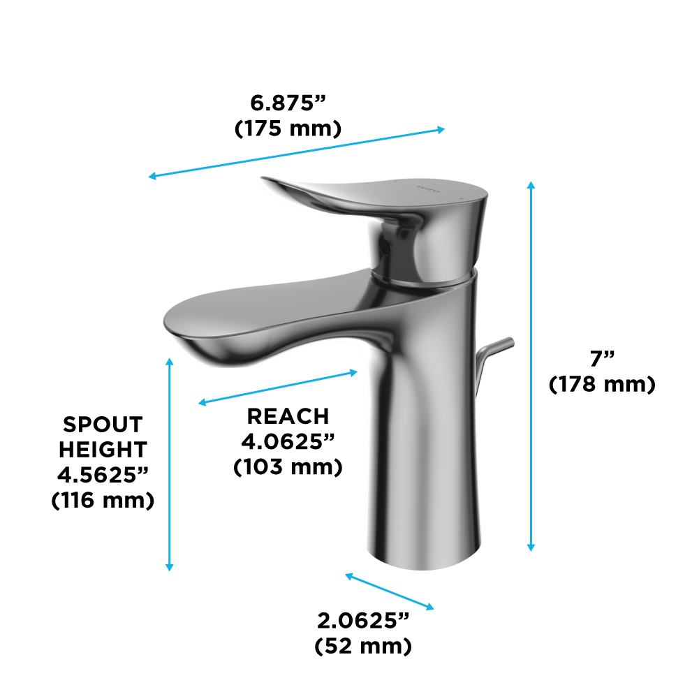 Alternate Image for TOTO GO 1.2 GPM Single Handle Bathroom Sink Faucet with COMFORT GLIDE Technology and Drain Assembly, Polished Chrome, Brass, TLG01301U#CP