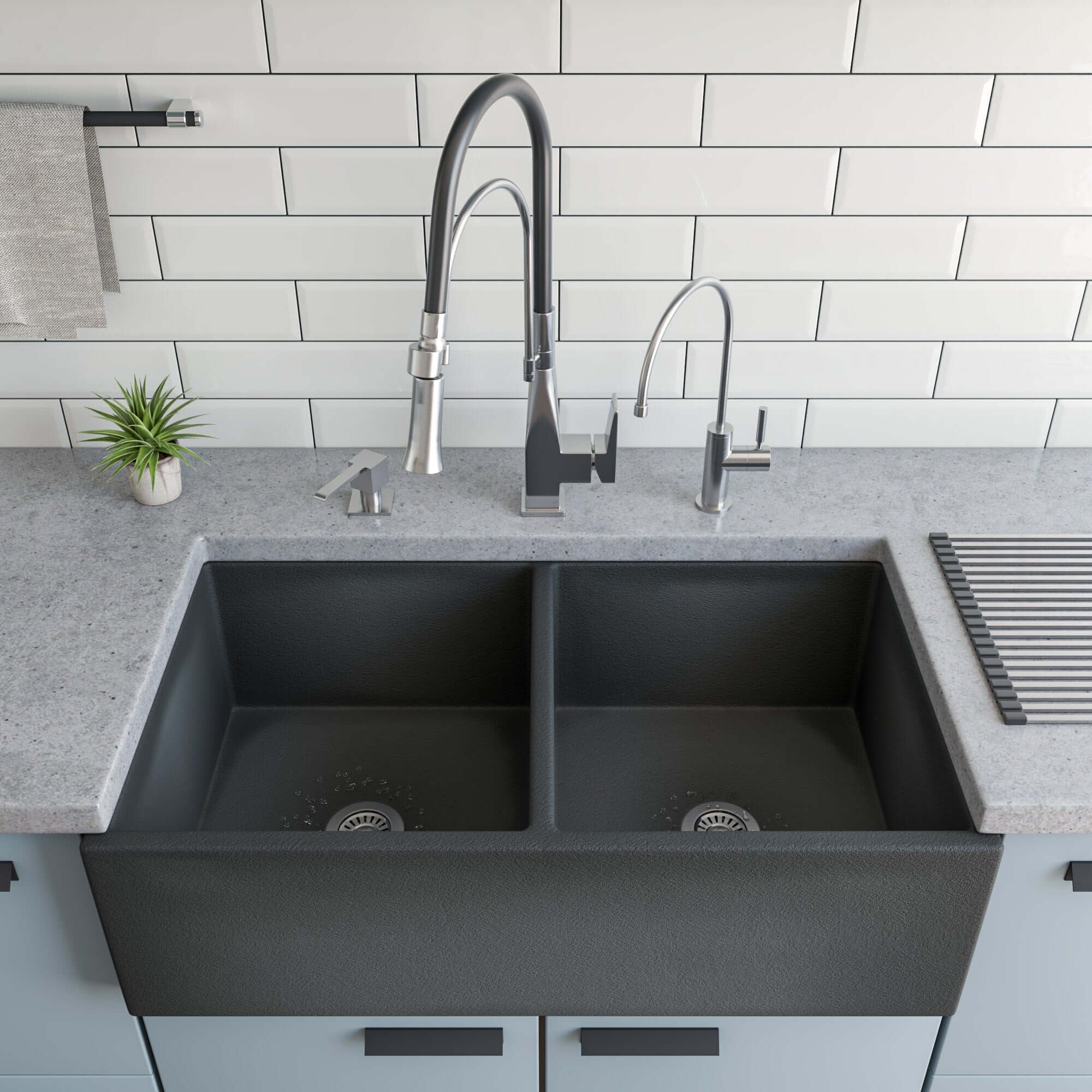 Alternate Image for ALFI brand 1.8 GPM Lever Gooseneck Spout Touch Kitchen Faucet, Modern, Gray, Brushed Nickel, ABKF3023-BN