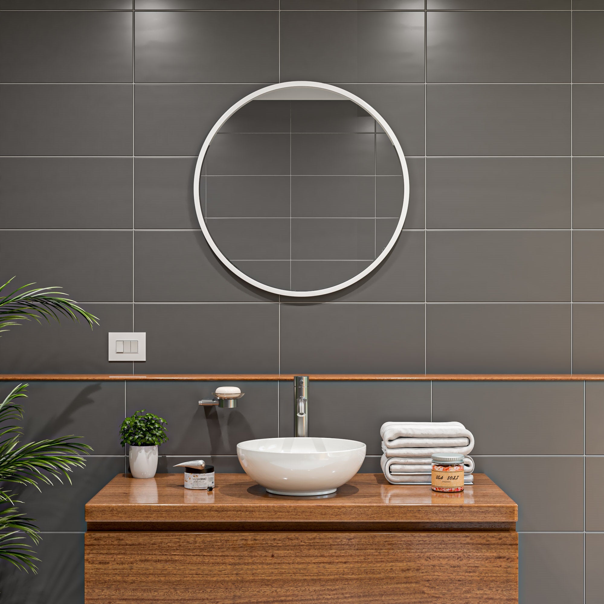 Alternate Image for ALFI brand 15.13" x 15.13" Round Above Mount Porcelain Bathroom Sink, White, No Faucet Hole, ABC905