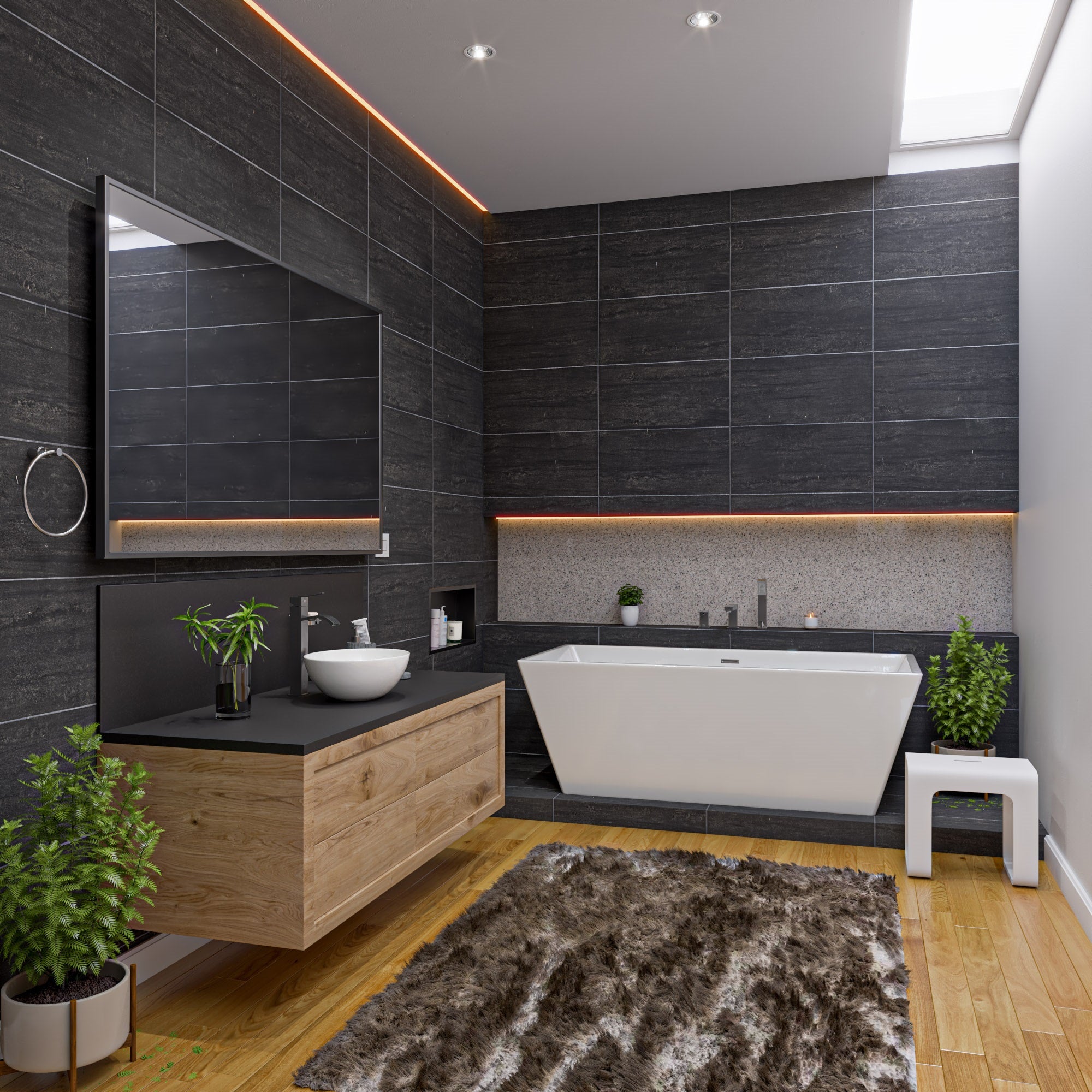 Alternate Image for ALFI brand 67" Acrylic Free Standing Rectangle Soaking Bathtub, White, AB8832