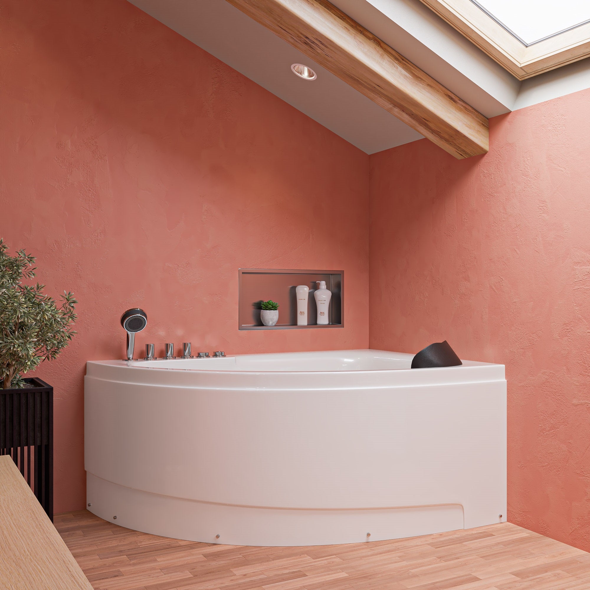 Alternative View of Eago 59" Acrylic Corner Neo-angle Round Bathtub, White, AM161-L