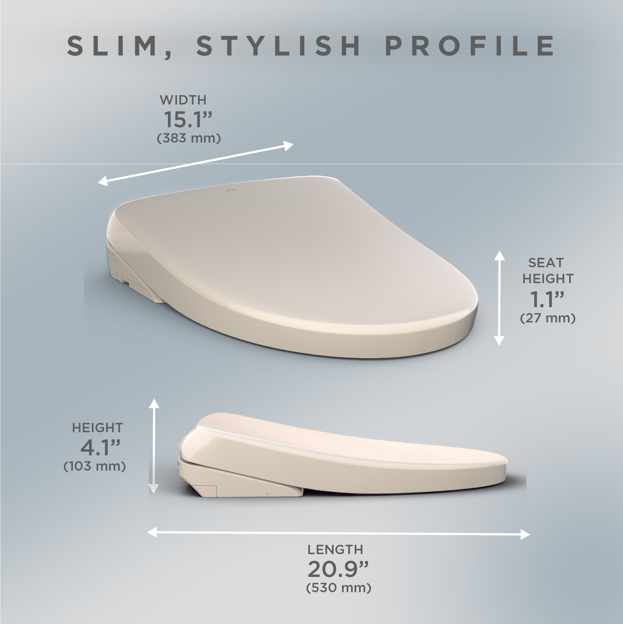 Alternate Image for TOTO S7 WASHLET Electronic Bidet Toilet Seat with EWATER+ Bowl and Wand Cleaning, Contemporary Lid, Elongated, Sedona Beige, Plastic, SW4726#12