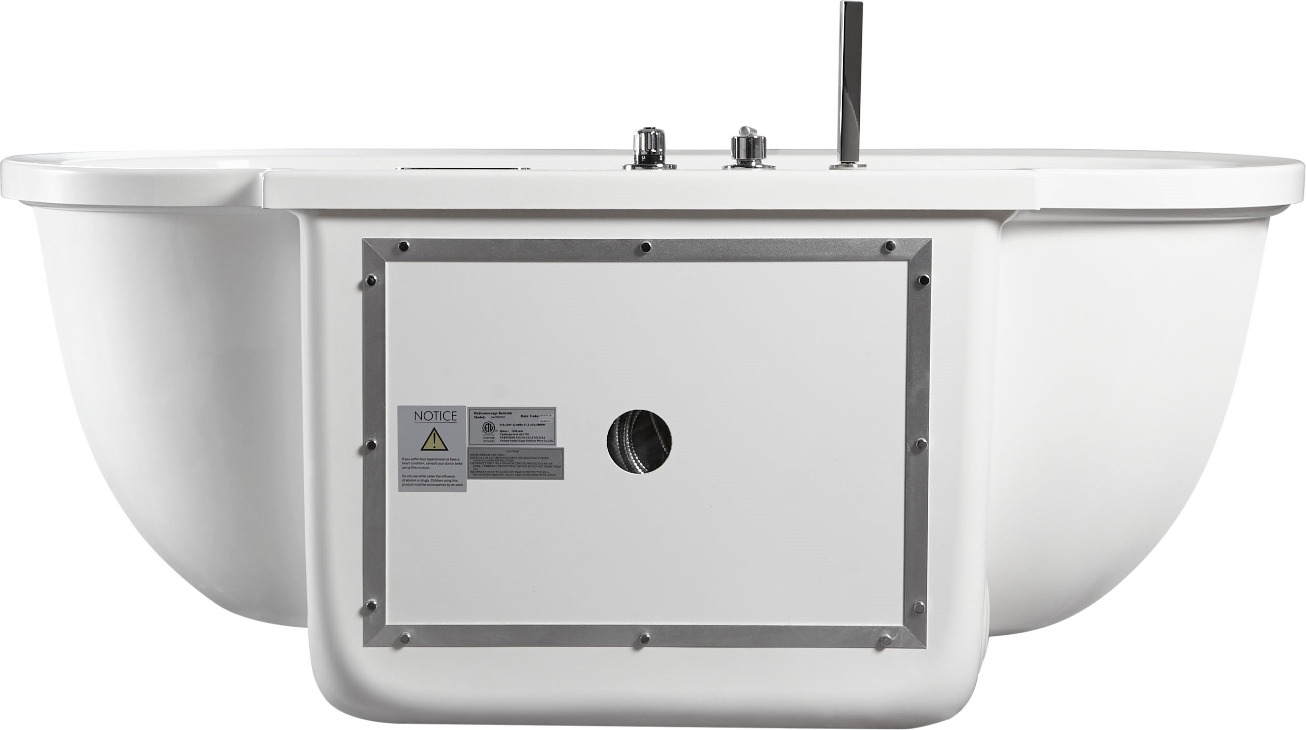 Alternate Image for Eago 71" Acrylic Free Standing Oval Bathtub with Fixtures, White, AM128ETL