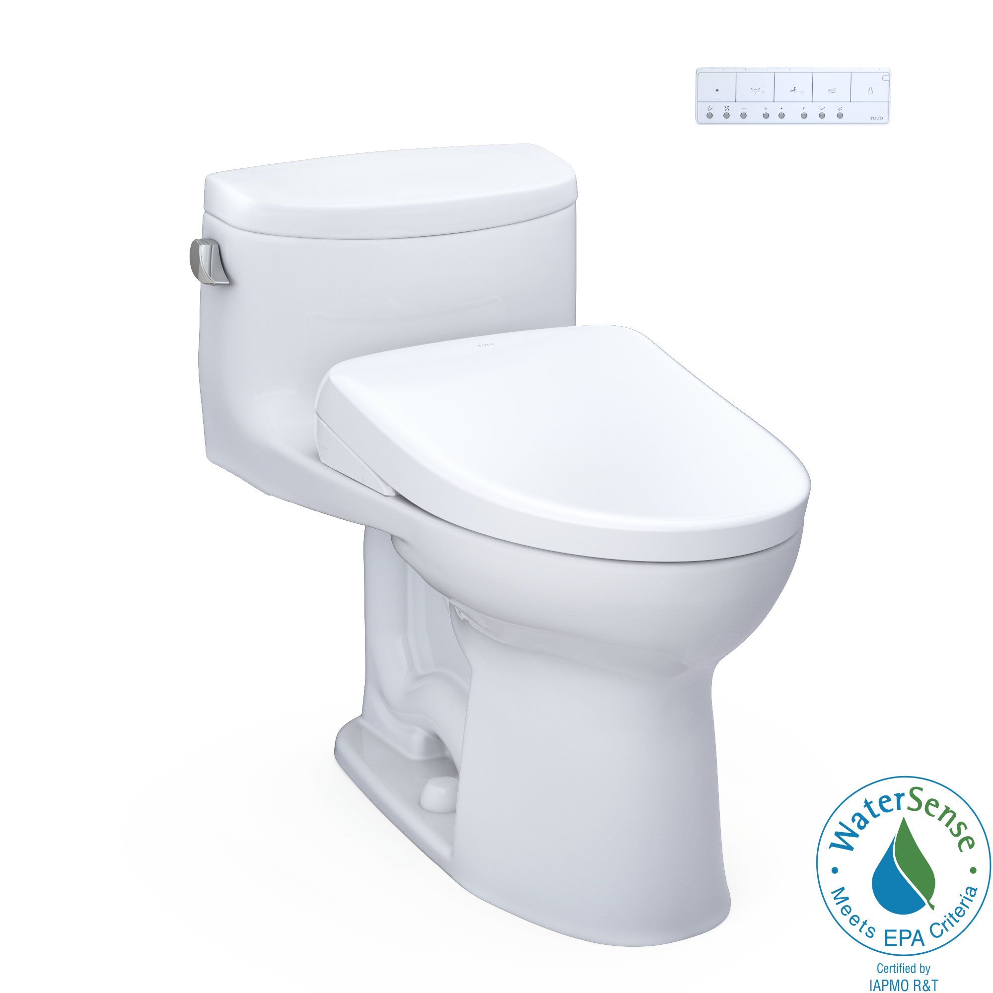 TOTO WASHLET+ Supreme II One-Piece Elongated 1.28 GPF Toilet and WASHLET+ S7A Contemporary Bidet Seat, Cotton White, Vitreous China|Plastic, MW6344736CEFG#01