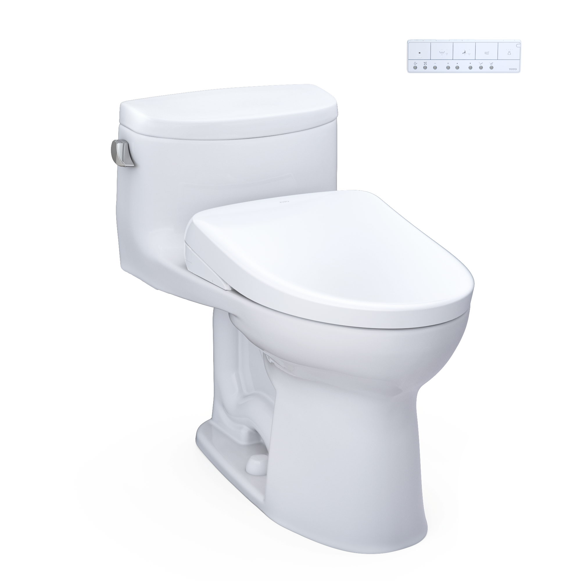 TOTO WASHLET+ Supreme II One-Piece Elongated 1.28 GPF Toilet and WASHLET+ S7 Contemporary Bidet Seat, Cotton White, Vitreous China|Plastic, MW6344726CEFG#01