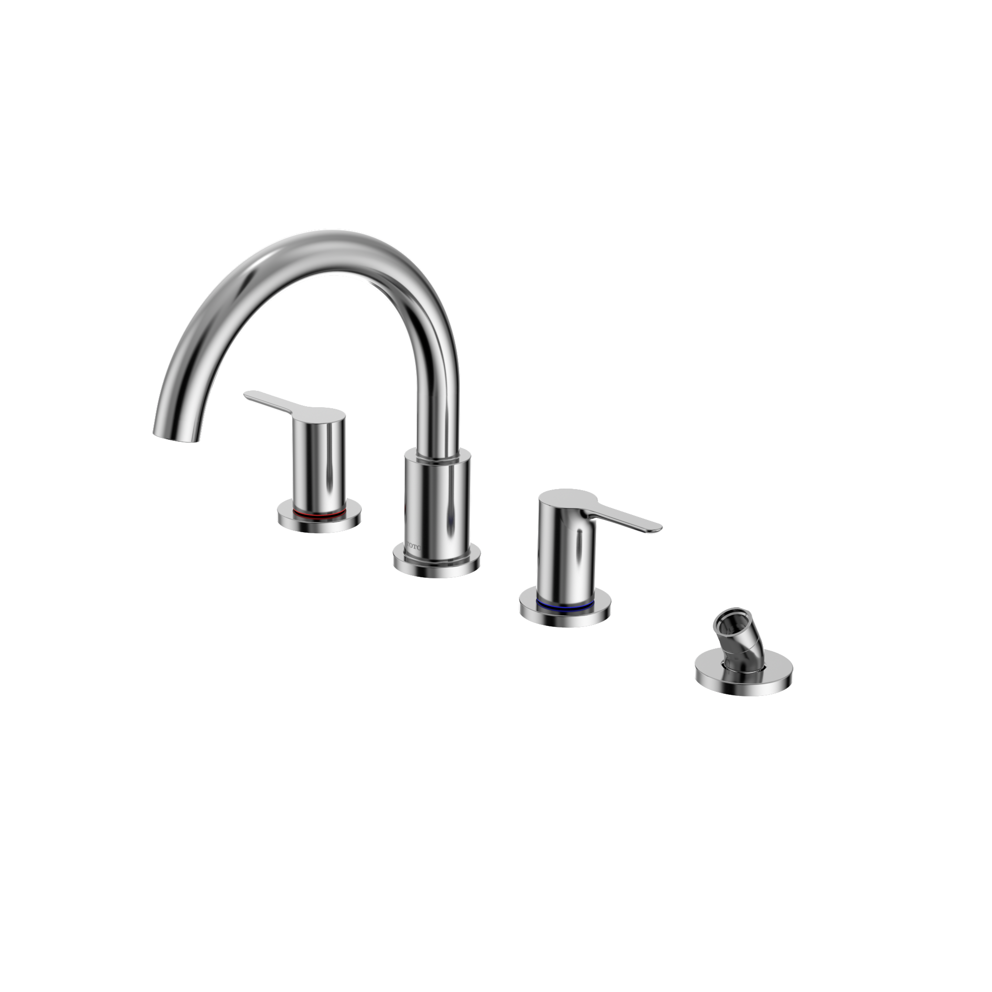 Alternate Image for TOTO LB Two-Handle Deck-Mount Roman Tub Filler Trim with Handshower, Polished Chrome, Brass, TBS01202U#CP
