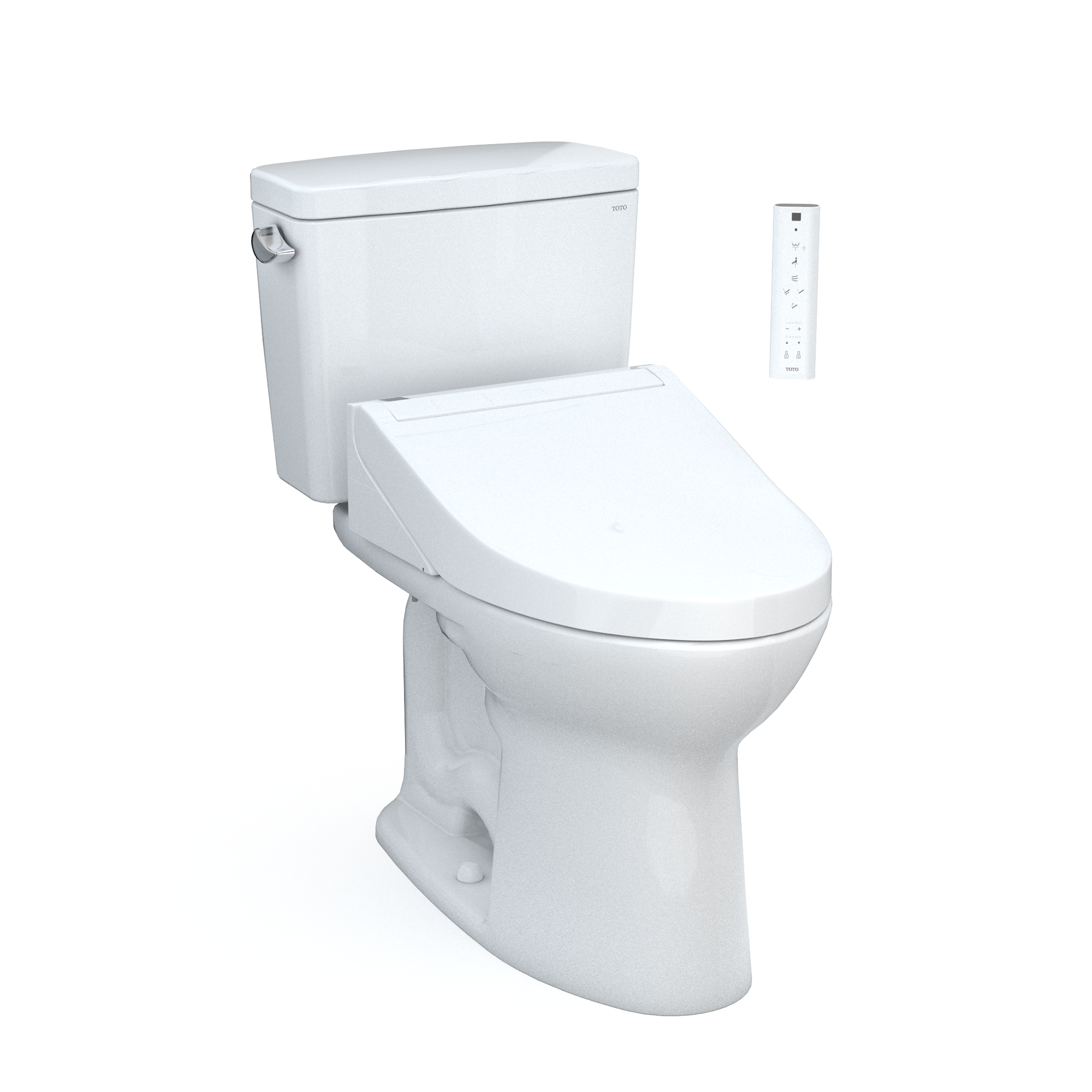 TOTO Drake WASHLET+ Two-Piece Elongated 1.28 GPF Universal Height TORNADO FLUSH Toilet with C5 Bidet Seat, 10 Inch Rough-In, Cotton White, Vitreous China, MW7763084CEFG.10#01