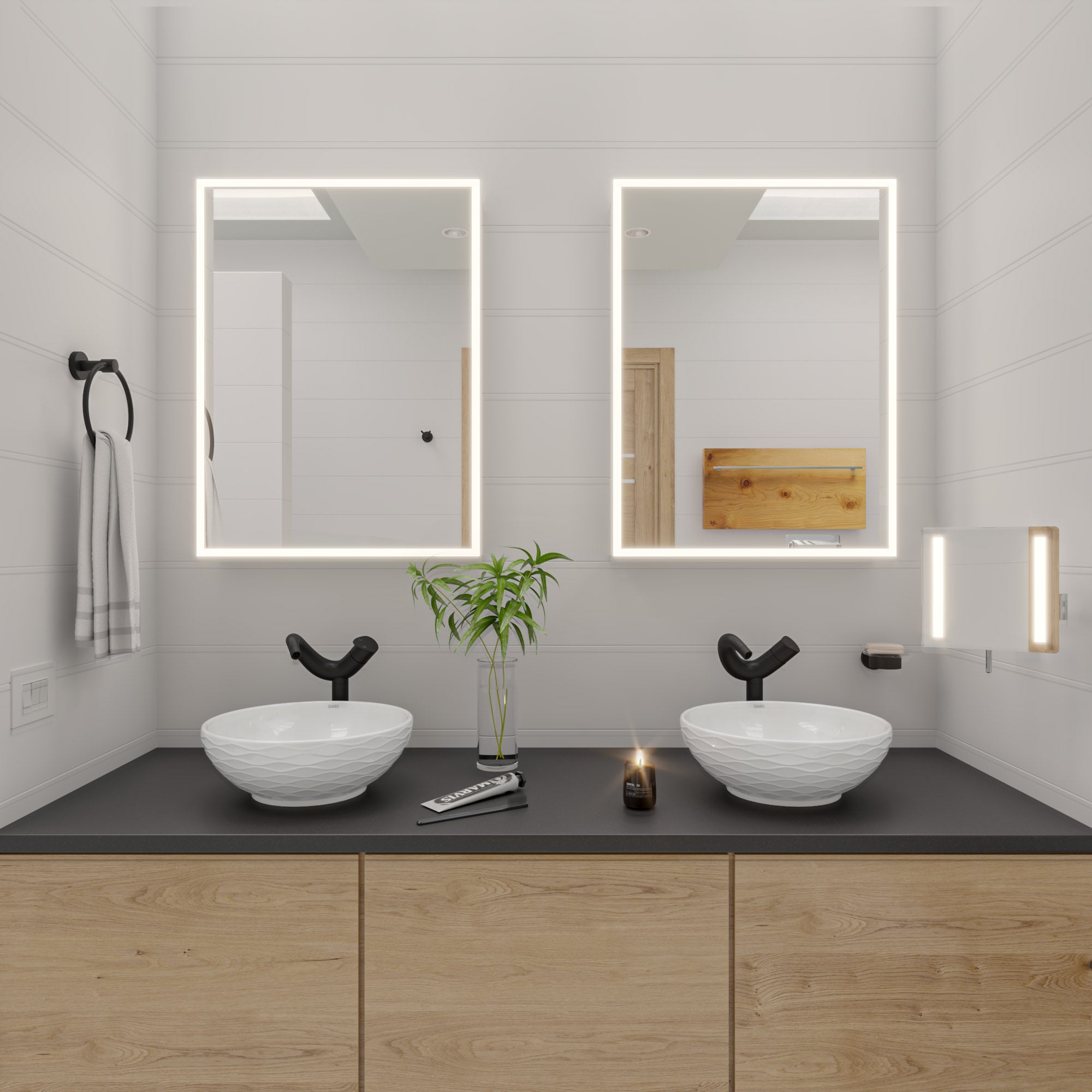 Alternate Image for ALFI brand ABMC2432 24" x 32" Single Door LED Light Medicine Cabinet, Aluminum, Gray