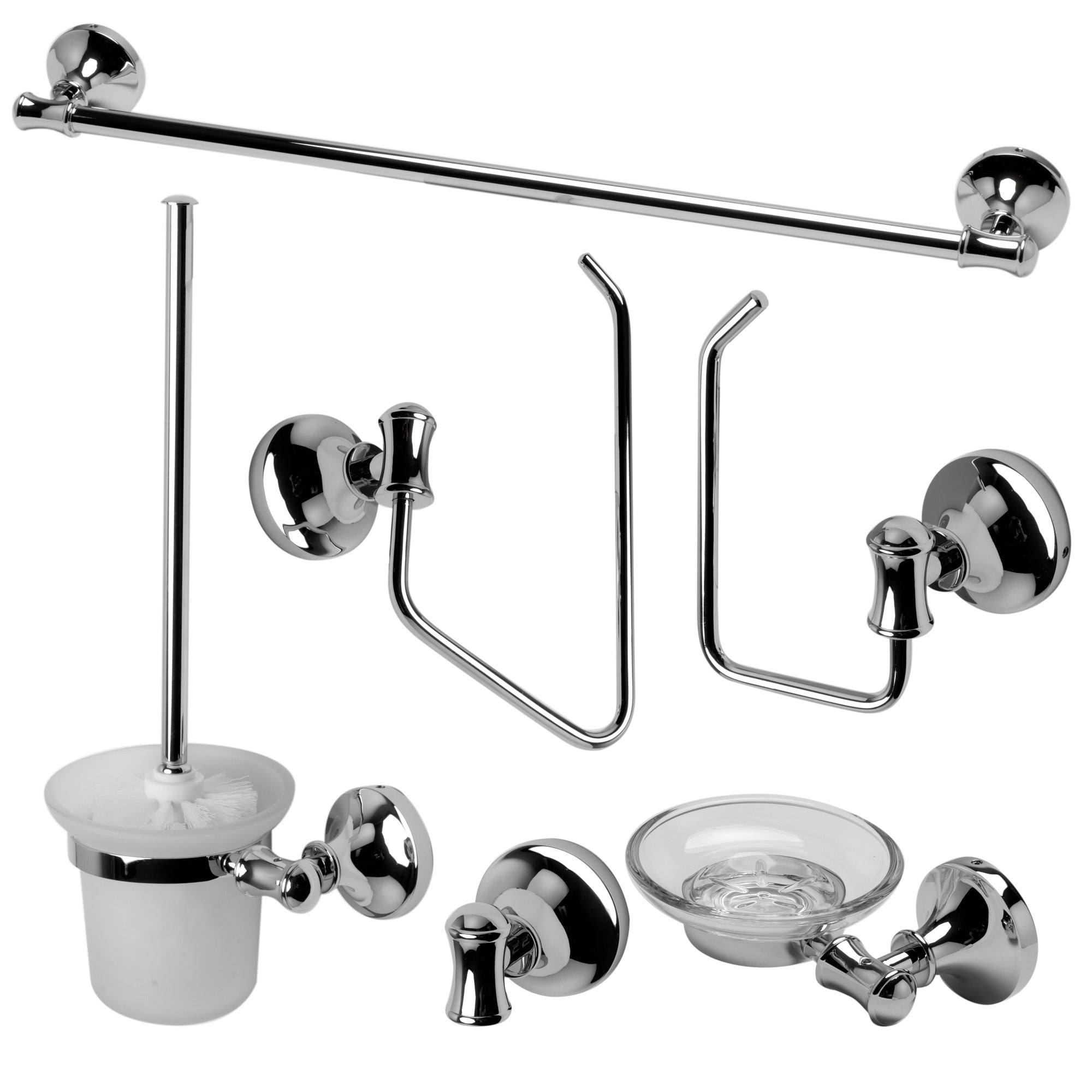 ALFI brand Brass, AB9521-PC Polished Chrome 6 Piece Matching Bathroom Accessory Set