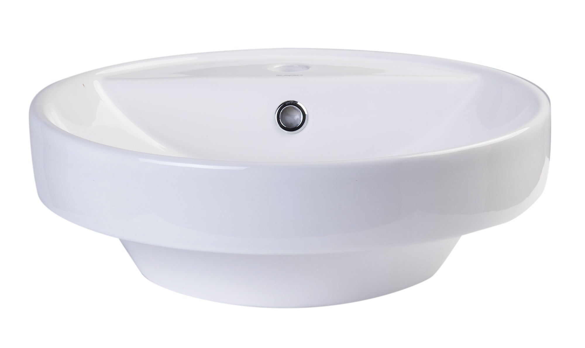 Alternate Image for Eago 18.5" x 18.5" Round Above Mount Porcelain Bathroom Sink, White, 1 Faucet Hole, BA141