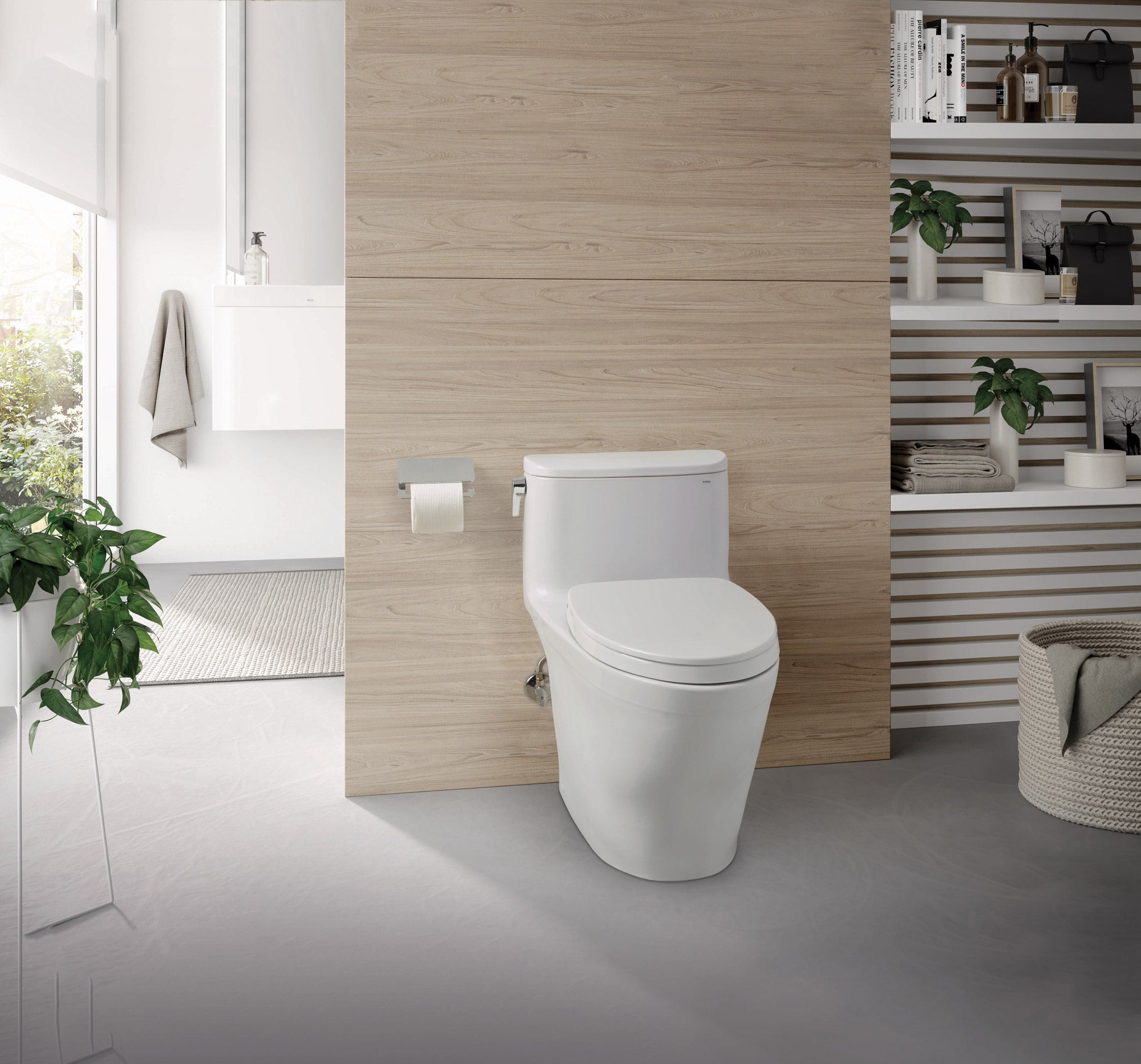 Alternate Image for TOTO Nexus 1G One-Piece Elongated 1.0 GPF Universal Height Toilet with CEFIONTECT and SS124 SoftClose Seat, WASHLET+ Ready, Bone, Vitreous China, MS642124CUFG#03