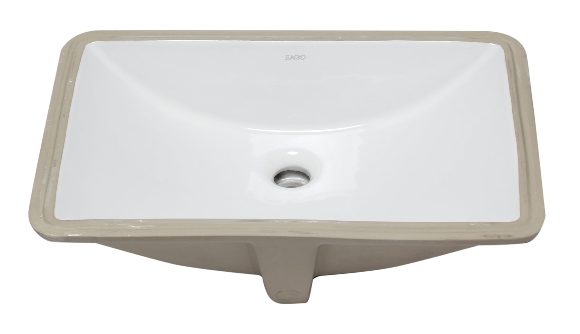 Alternate Image for Eago 22" x 15" Rectangle Under Mount Porcelain Bathroom Sink, White, No Faucet Hole, BC227