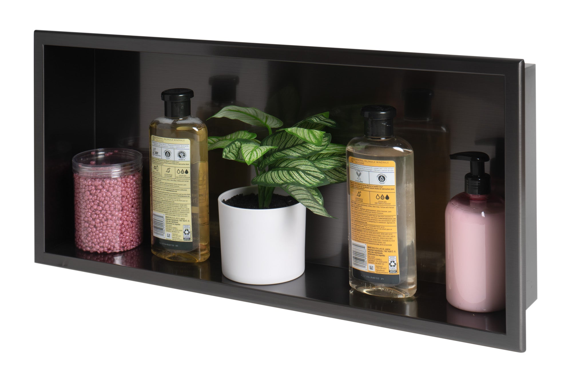 Alternate Image for ALFI brand ABNP2412-BB 24" x 12" Brushed Black PVD Stainless Steel Horizontal Single Shelf Shower Niche, 20 Gauge