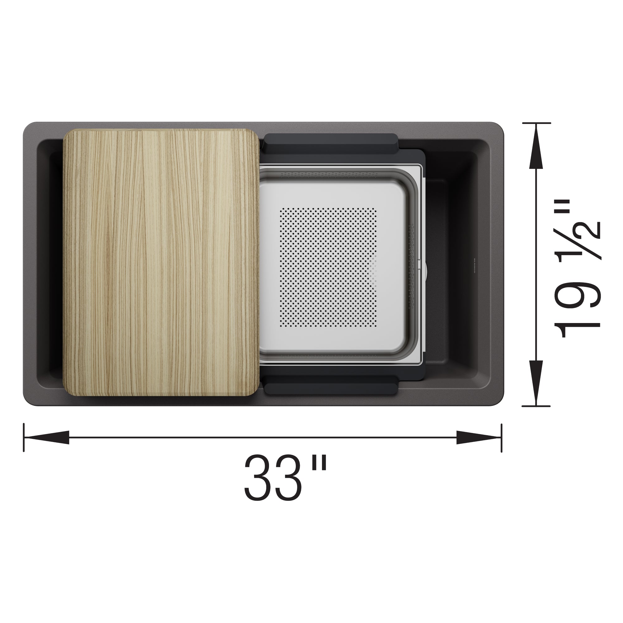 Alternate Image for Blanco Inteos 33" Undermount Silgranit Workstation Kitchen Sink, Cinder, No Faucet Hole, 443313