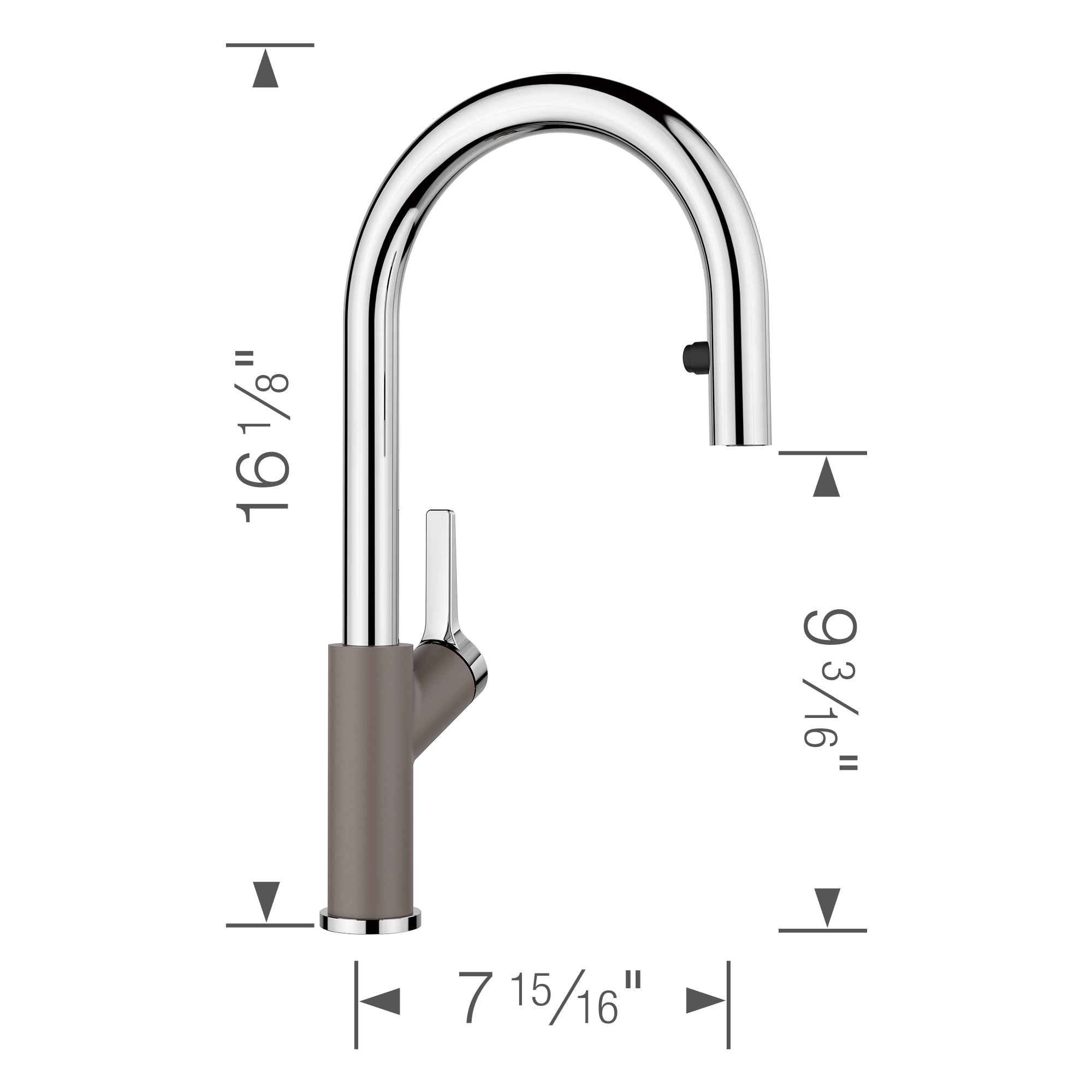 Alternate Image for Blanco Urbena Pull-Down Dual-Spray Kitchen Faucet, Chrome/Volcano Gray, 1.5 GPM, Brass, 526933
