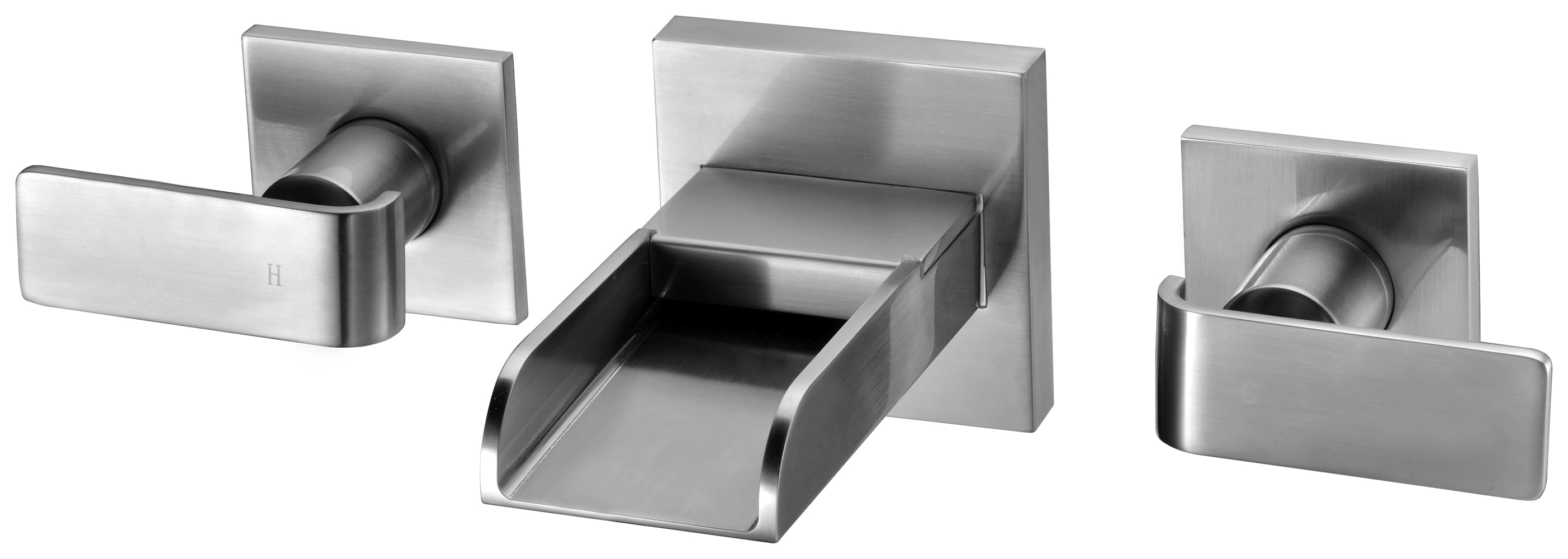 Alternate Image for ALFI Brushed Nickel Widespread Wall Mounted Modern Waterfall Bathroom Faucet, AB1796-BN