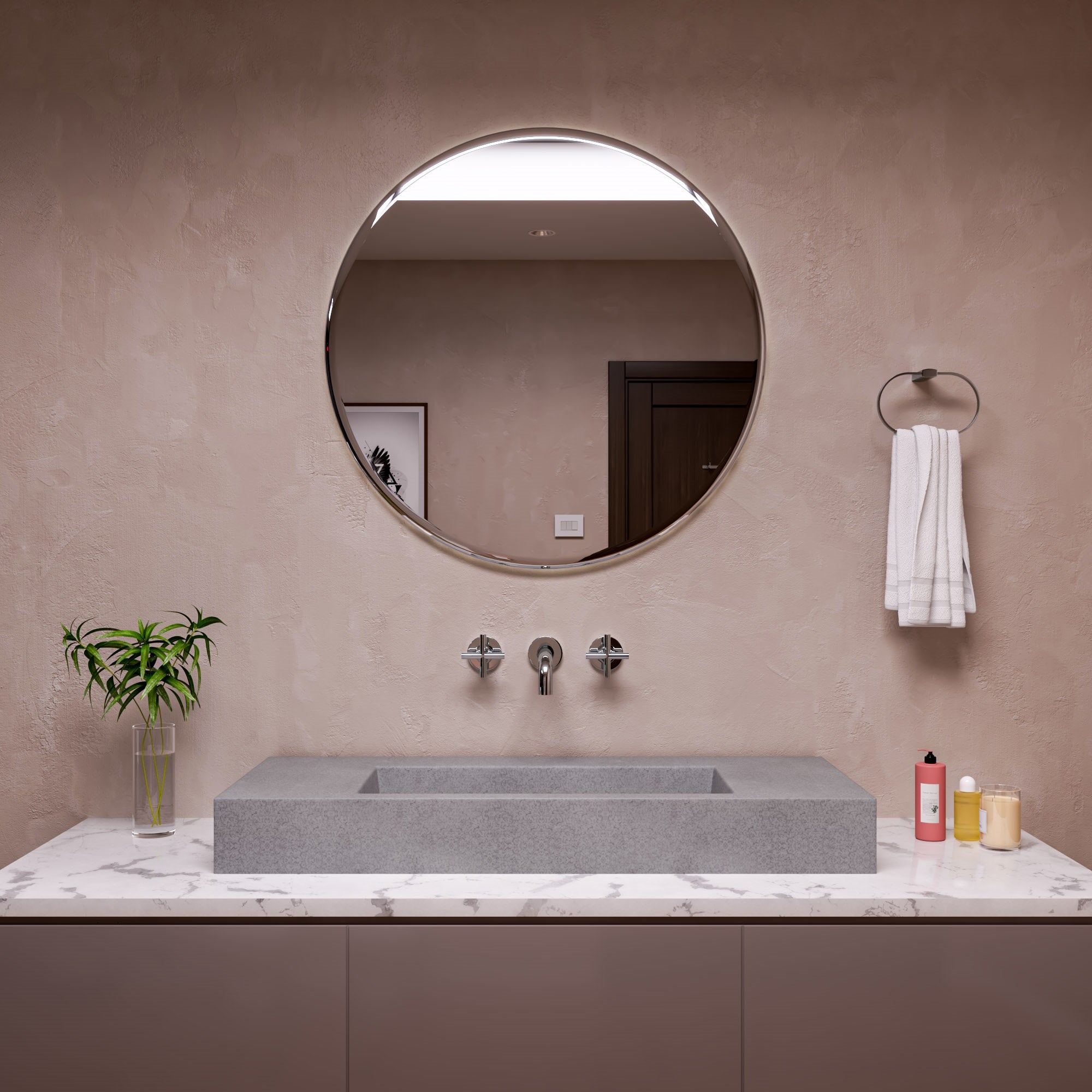 Alternate Image for ALFI brand 48" x 18.9" Rectangle Above Mount Concrete Bathroom Sink, Gray Matte, 1 Faucet Hole, ABCO48R