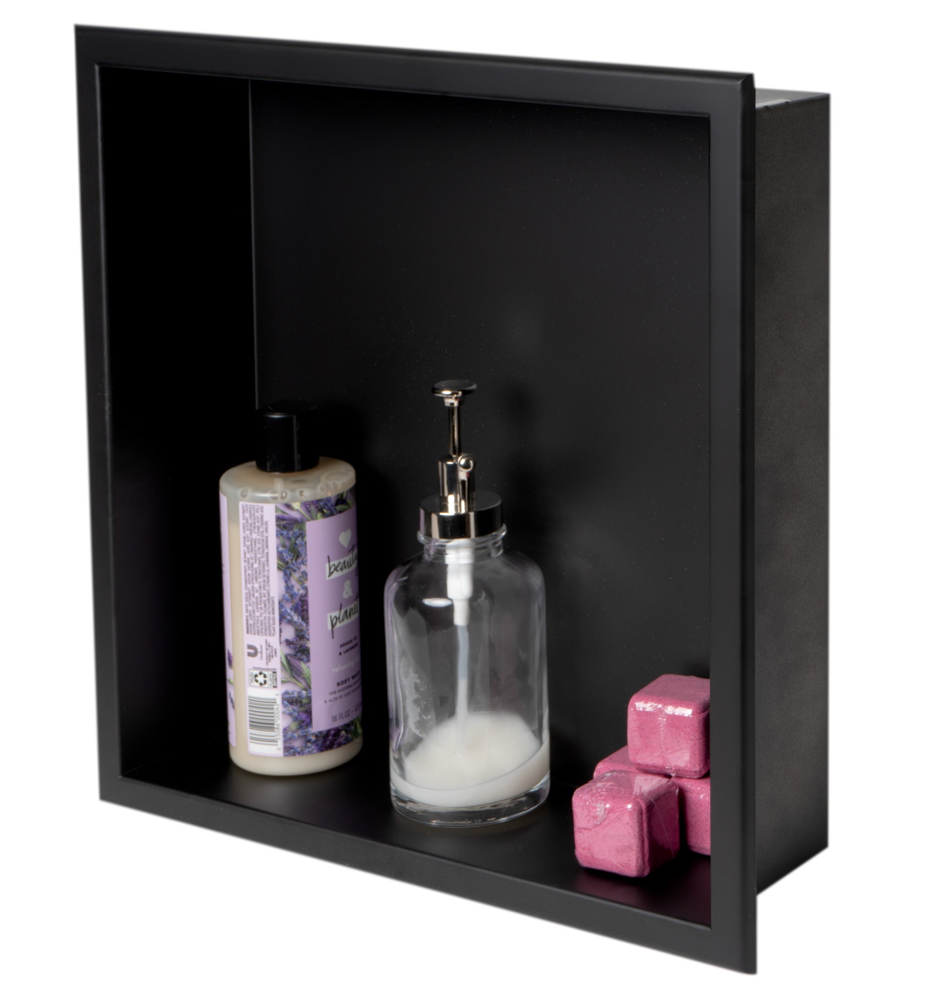 ALFI brand ABNC1616-BLA 16" x 16" Black Matte Stainless Steel Square Single Shelf Bath Shower Niche, 20 Gauge