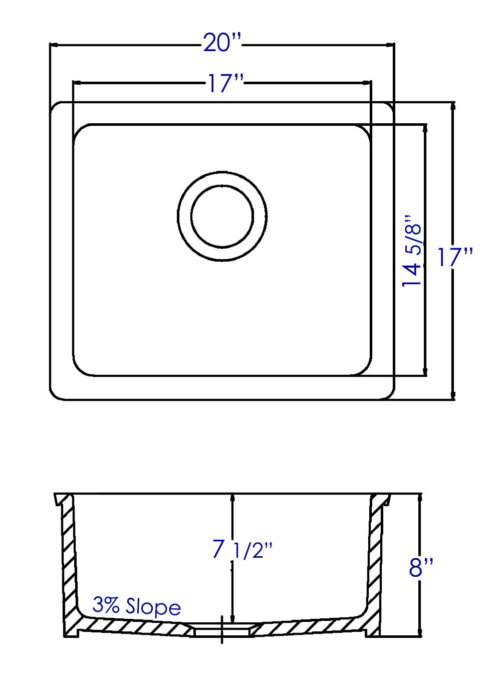 Alternate Image for Alfi 20" White Fireclay Undermount Kitchen Sink, AB2017