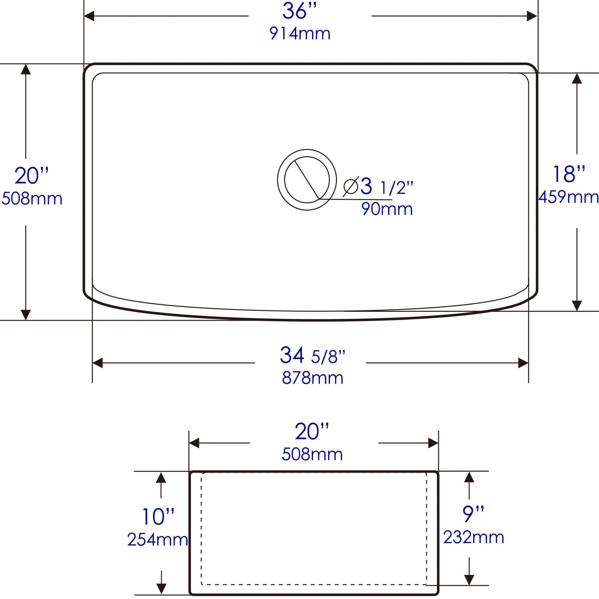 Alternate Image for ALFI brand 36" Fireclay Farmhouse Sink with Accessories, White, ABFC3620S-W
