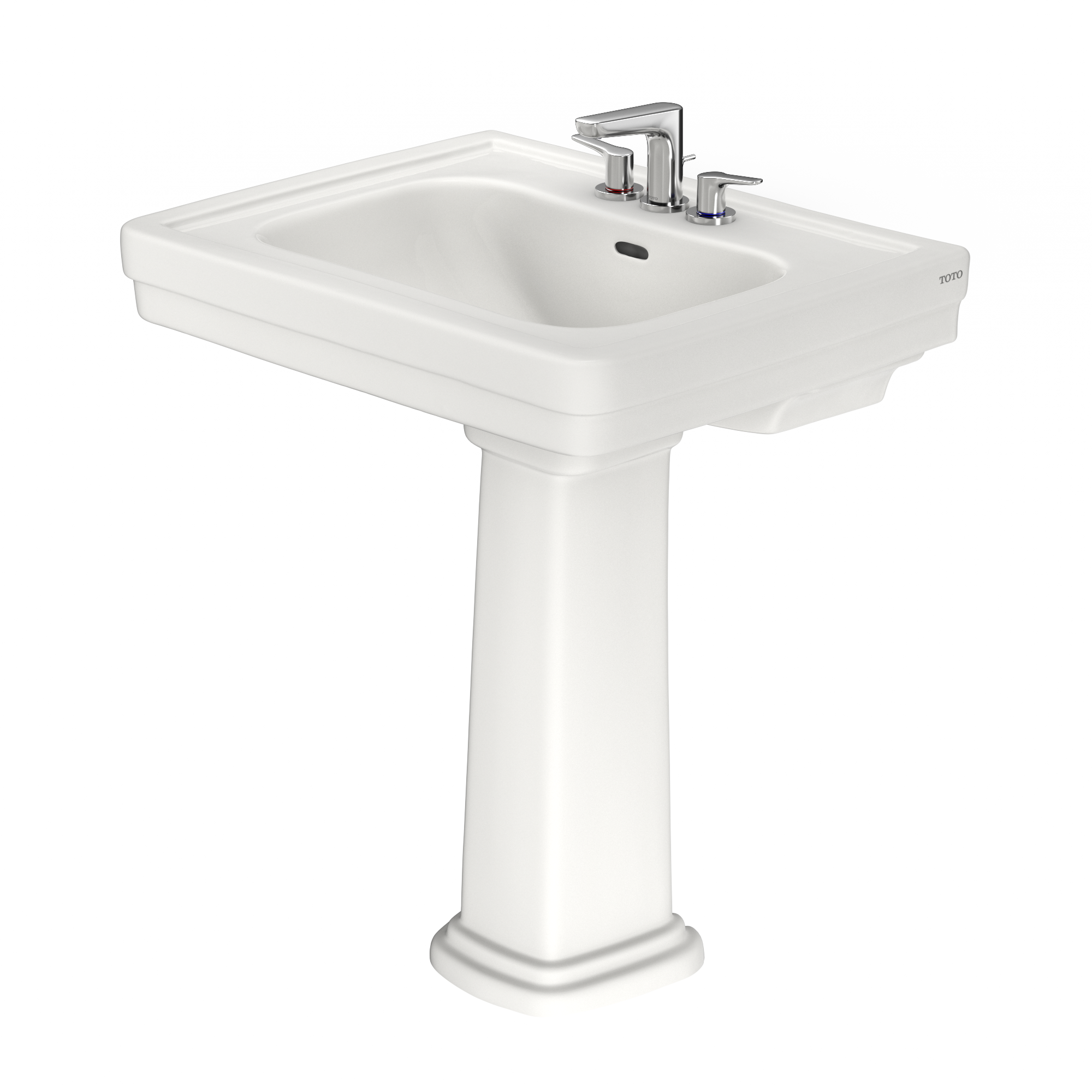 Alternate Image for TOTO Promenade 27-1/2" x 22-1/4" Rectangular Pedestal Bathroom Sink for 4 inch Center Faucets, Colonial White, Vitreous China, LPT530.4N#11