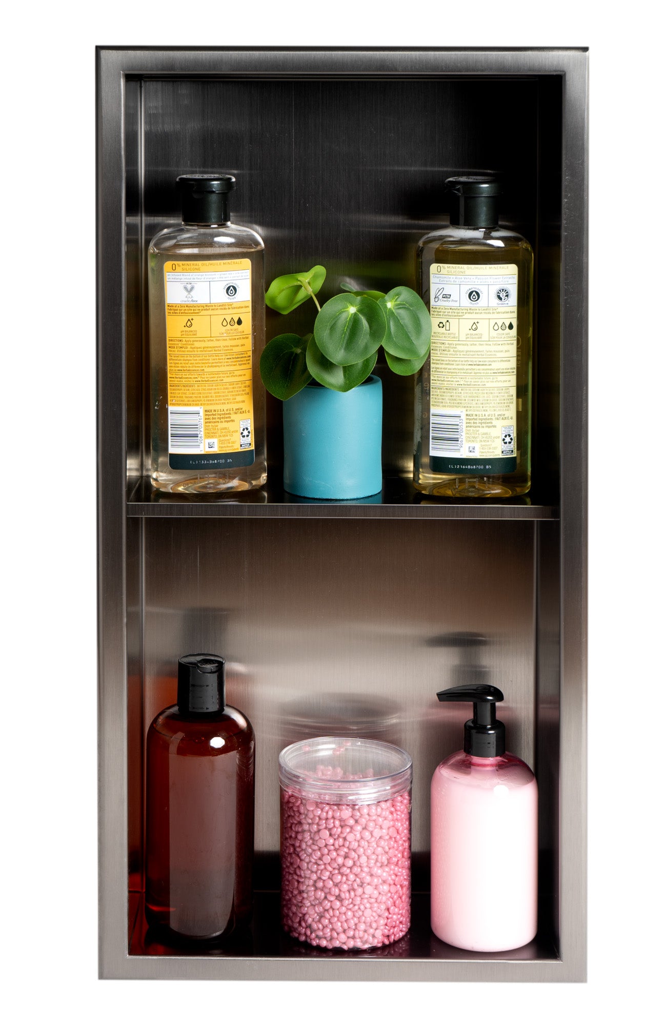 Alternate Image for ALFI brand ABNP1224-BB 12" x 24" Brushed Black PVD Stainless Steel Vertical Double Shelf Shower Niche, 20 Gauge