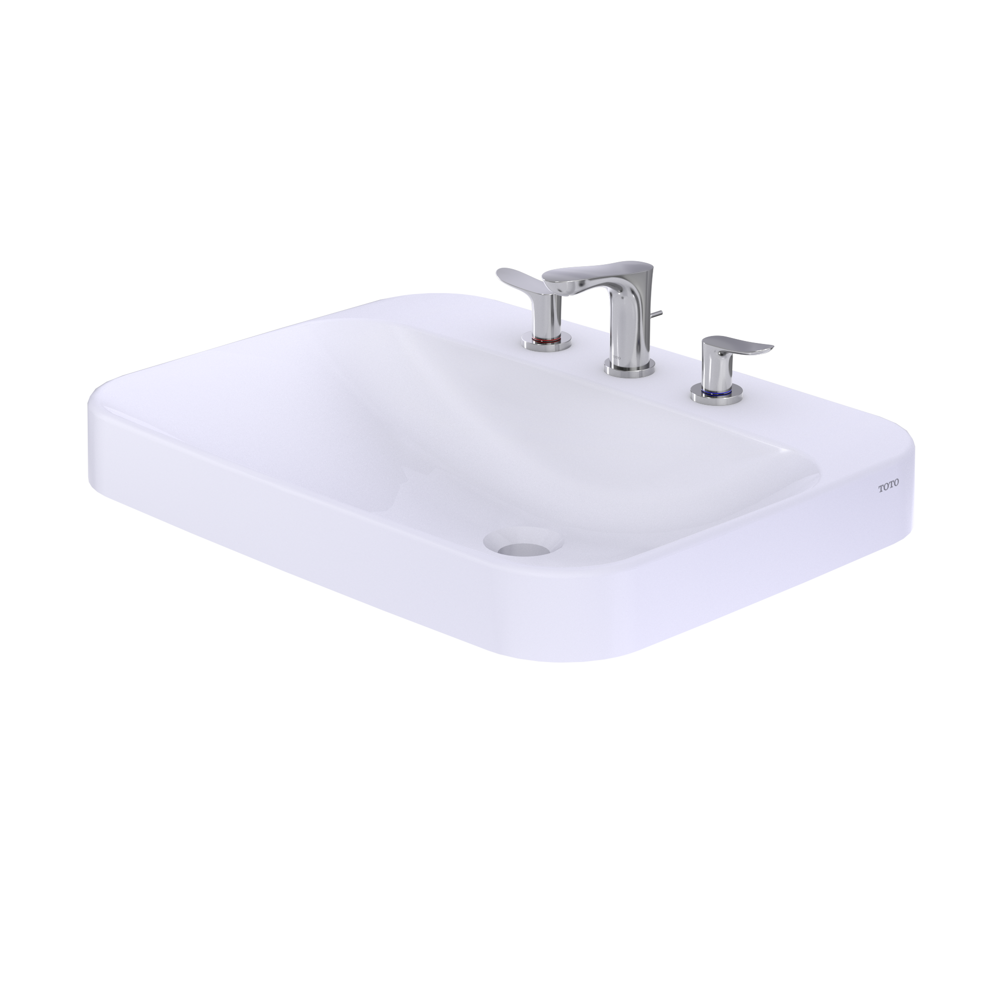 Alternate Image for TOTO Arvina Rectangular 23" Vessel Bathroom Sink with CEFIONTECT for 8 Inch Center Faucets, Cotton White, Vitreous China, LT416.8G#01