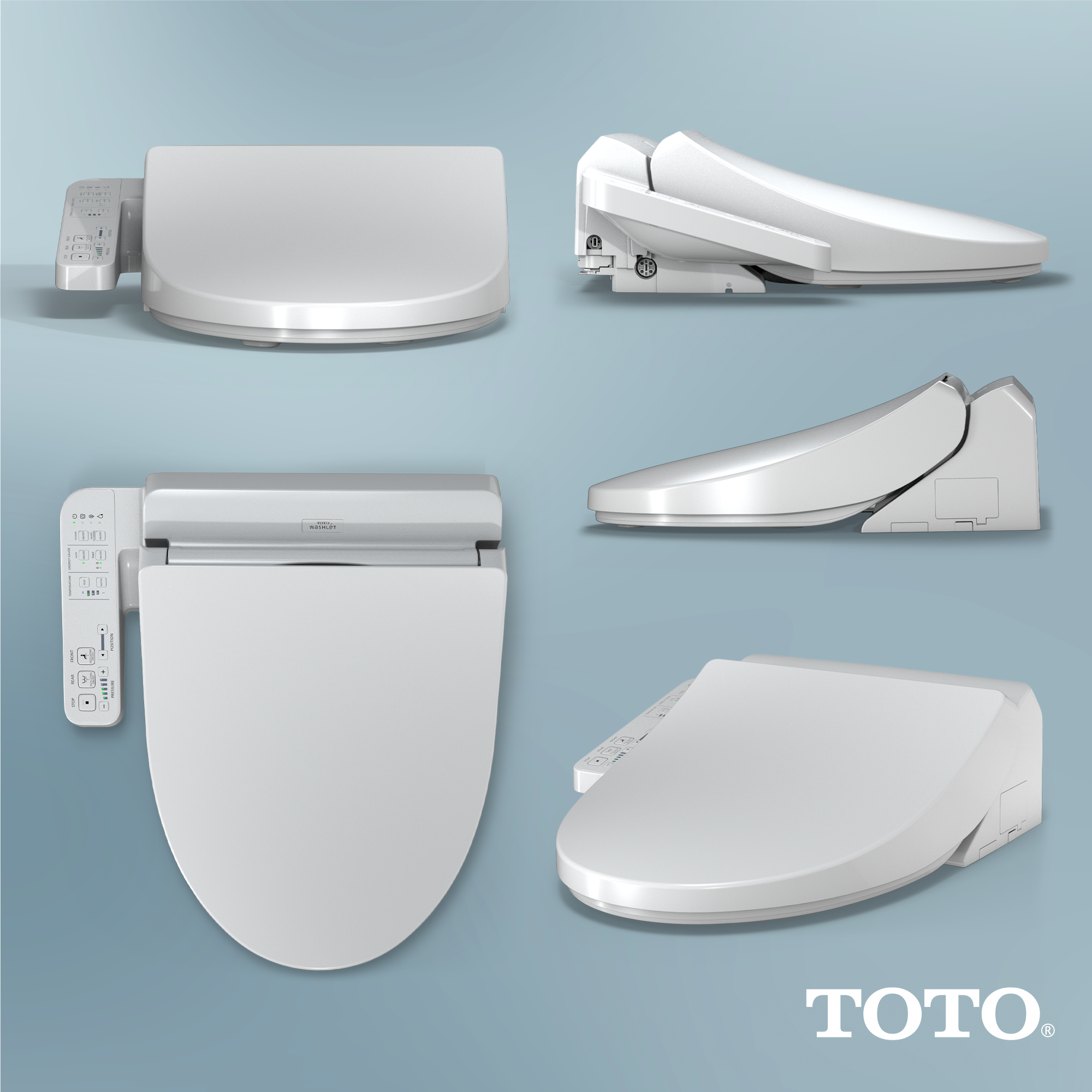 Alternate Image for TOTO WASHLET A2 Electronic Bidet Toilet Seat with Heated Seat and SoftClose Lid, Elongated, Cotton White, Plastic, SW3004#01