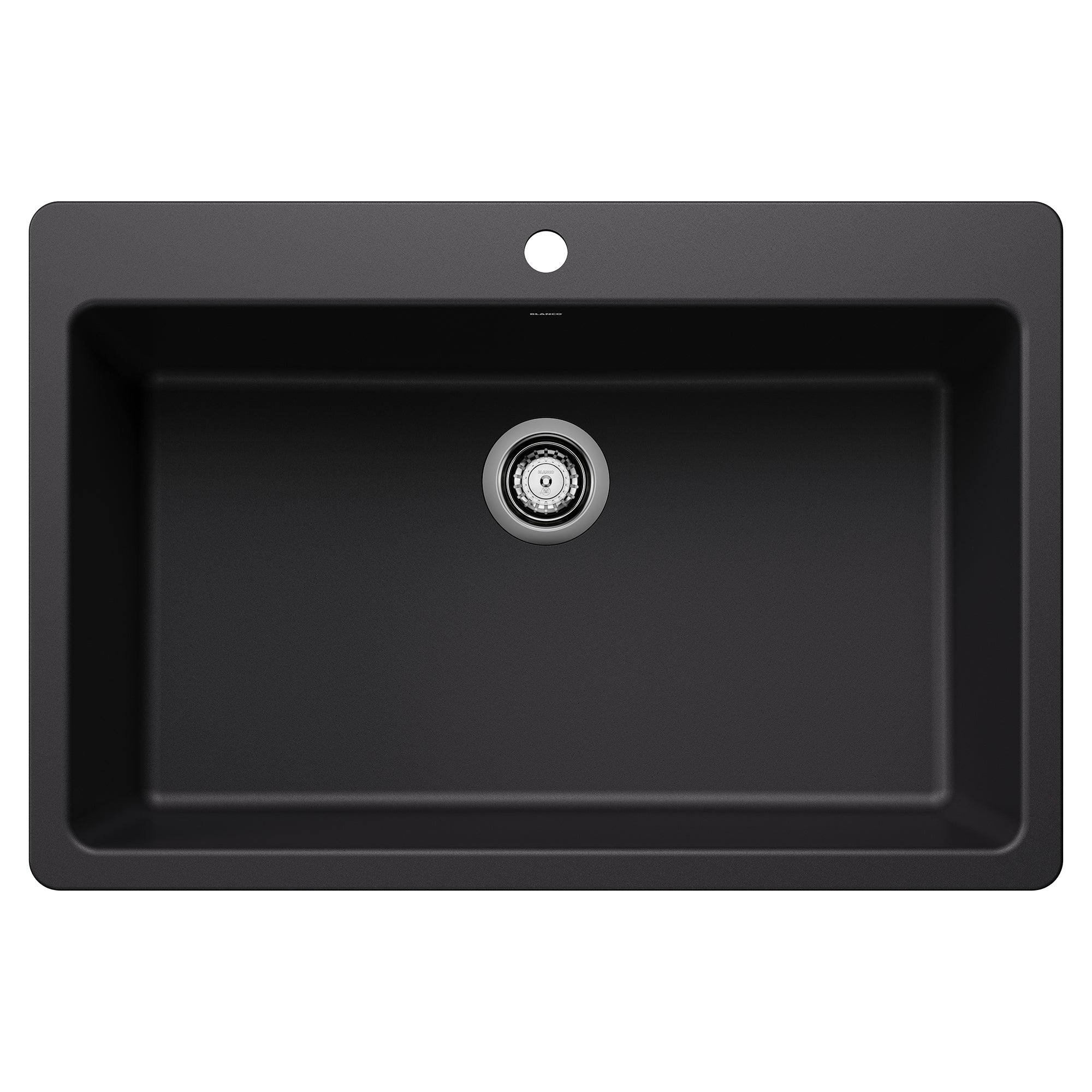 Blanco Liven 33" Dual Mount Silgranit Kitchen Sink, Coal Black, 1 Faucet Hole, 443194