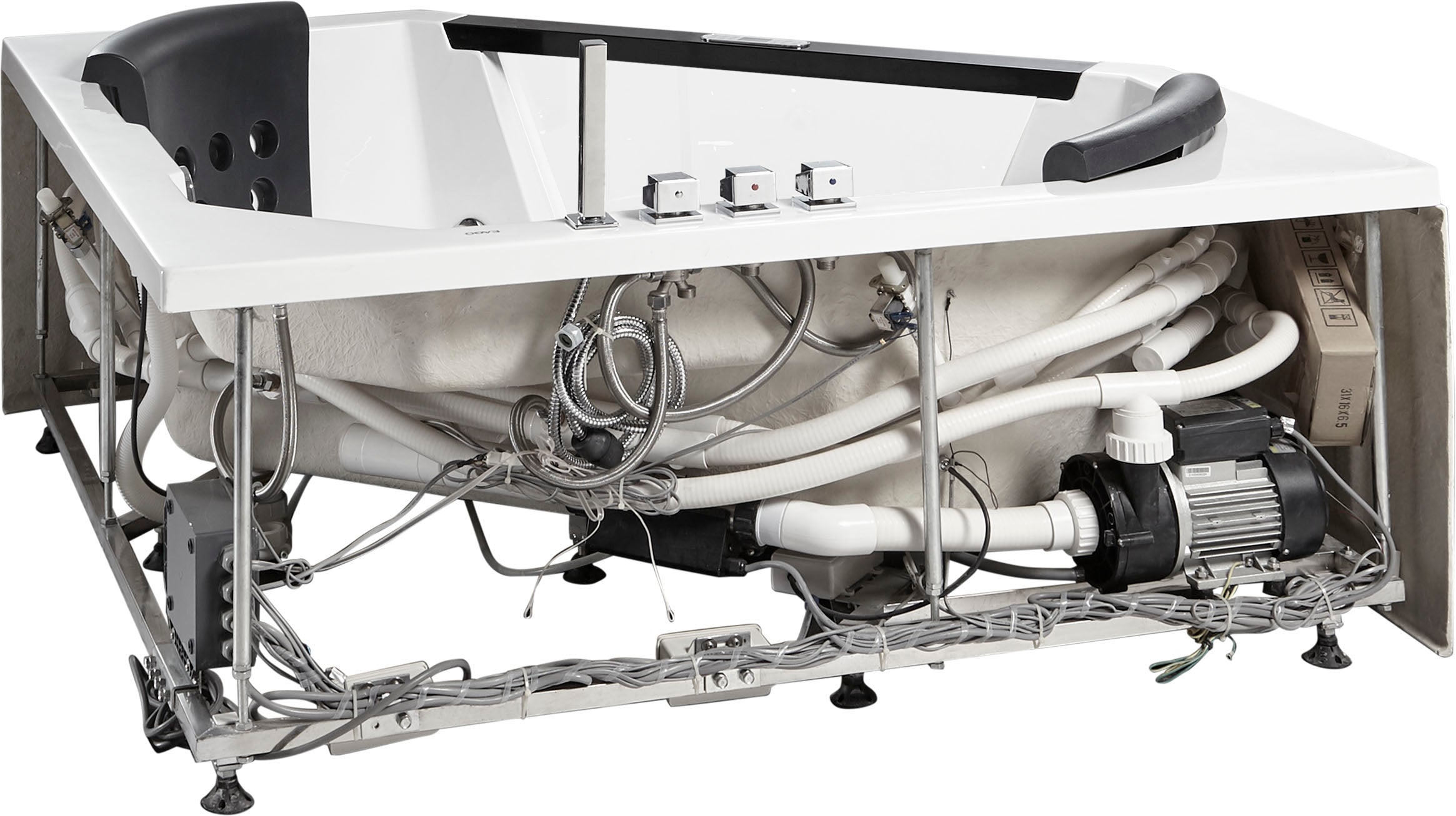 Alternate Image for Eago 59" Acrylic Corner Neo-angle Round Bathtub, White, AM156ETL