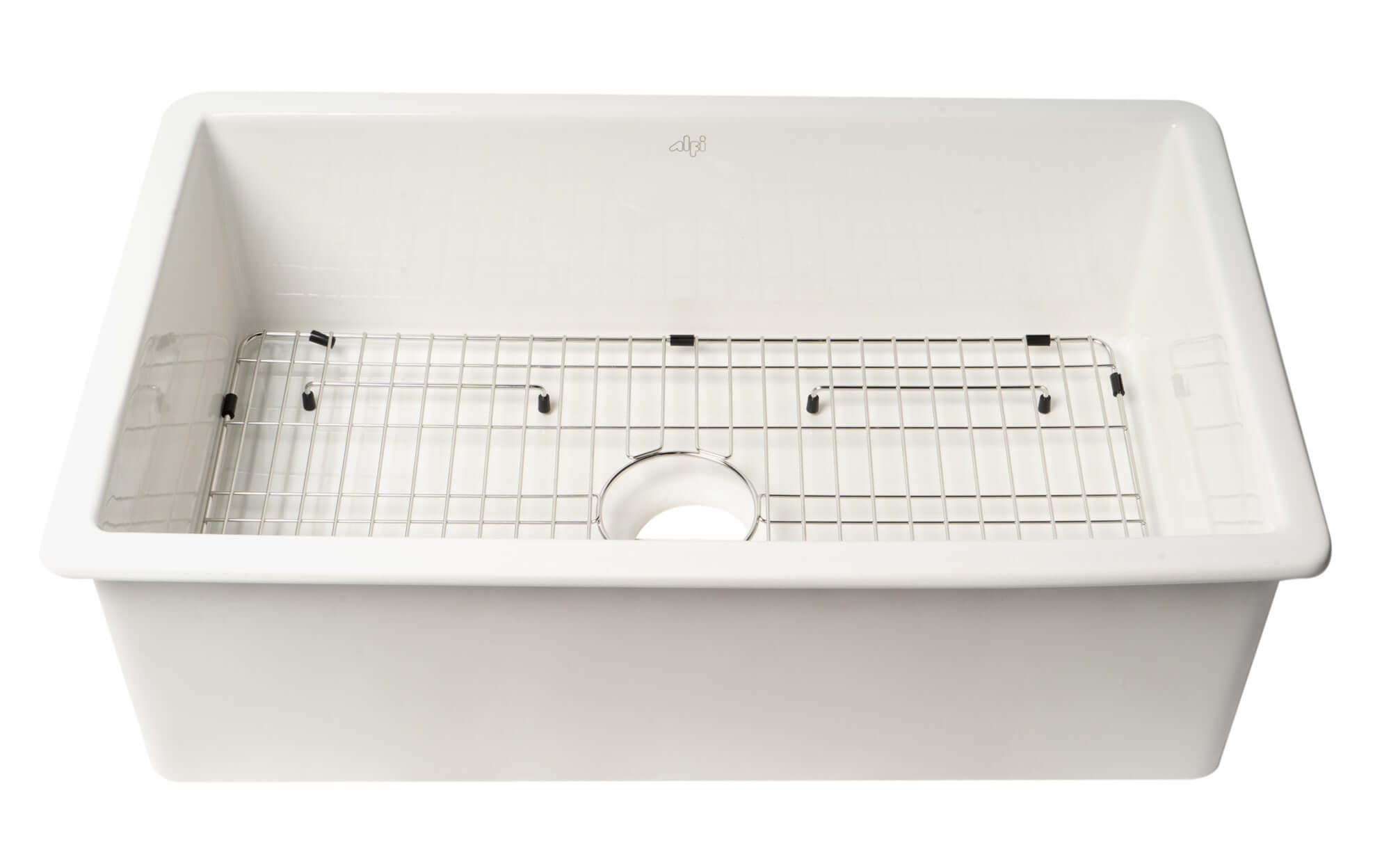 Alternate Image for ALFI brand 32" Dual Mount Fireclay Kitchen Sink, White, No Faucet Hole, ABF3219SUD-W