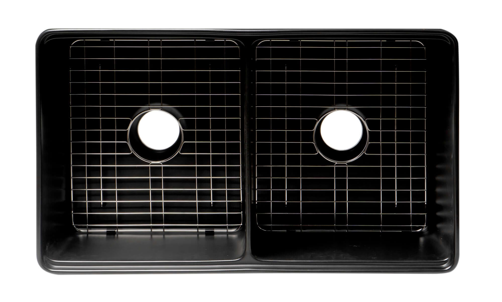 Alternate Image for ALFI brand 33" Fireclay Workstation Farmhouse Step Rim Sink with Accessories, 50/50 Double Bowl, Black Matte, No Faucet Hole, ABFS3320D-BM