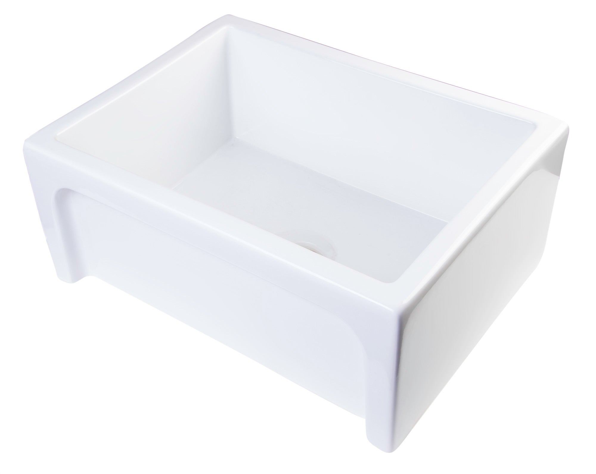 Alternate Image for ALFI 24" Thick Wall Single Bowl Fireclay Farmhouse Apron Sink, White, AB2418ARCH-W
