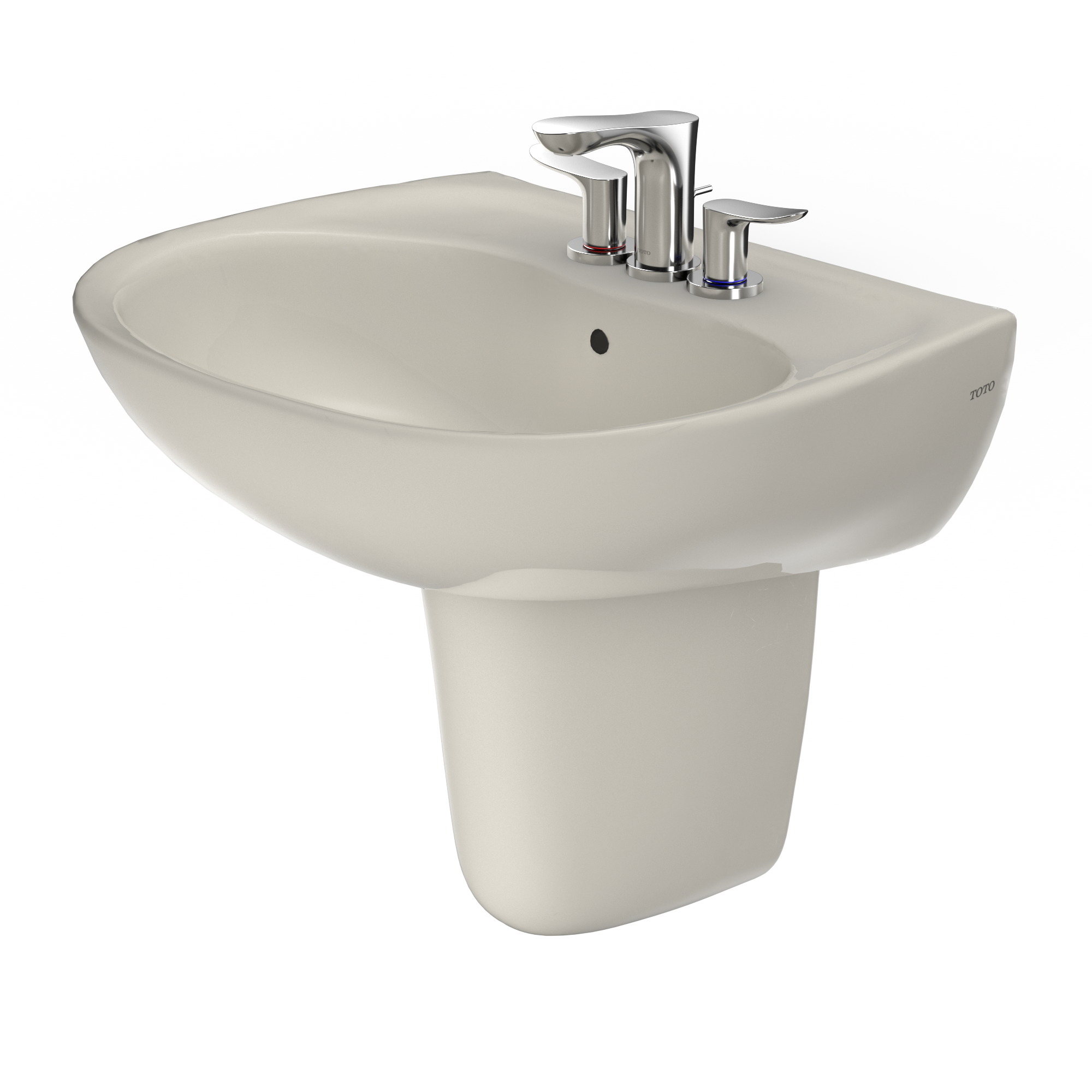 Alternate Image for TOTO Supreme Oval Wall-Mount Bathroom Sink with CEFIONTECT and Shroud for 4 Inch Center Faucets, Sedona Beige, Vitreous China, LHT241.4G#12