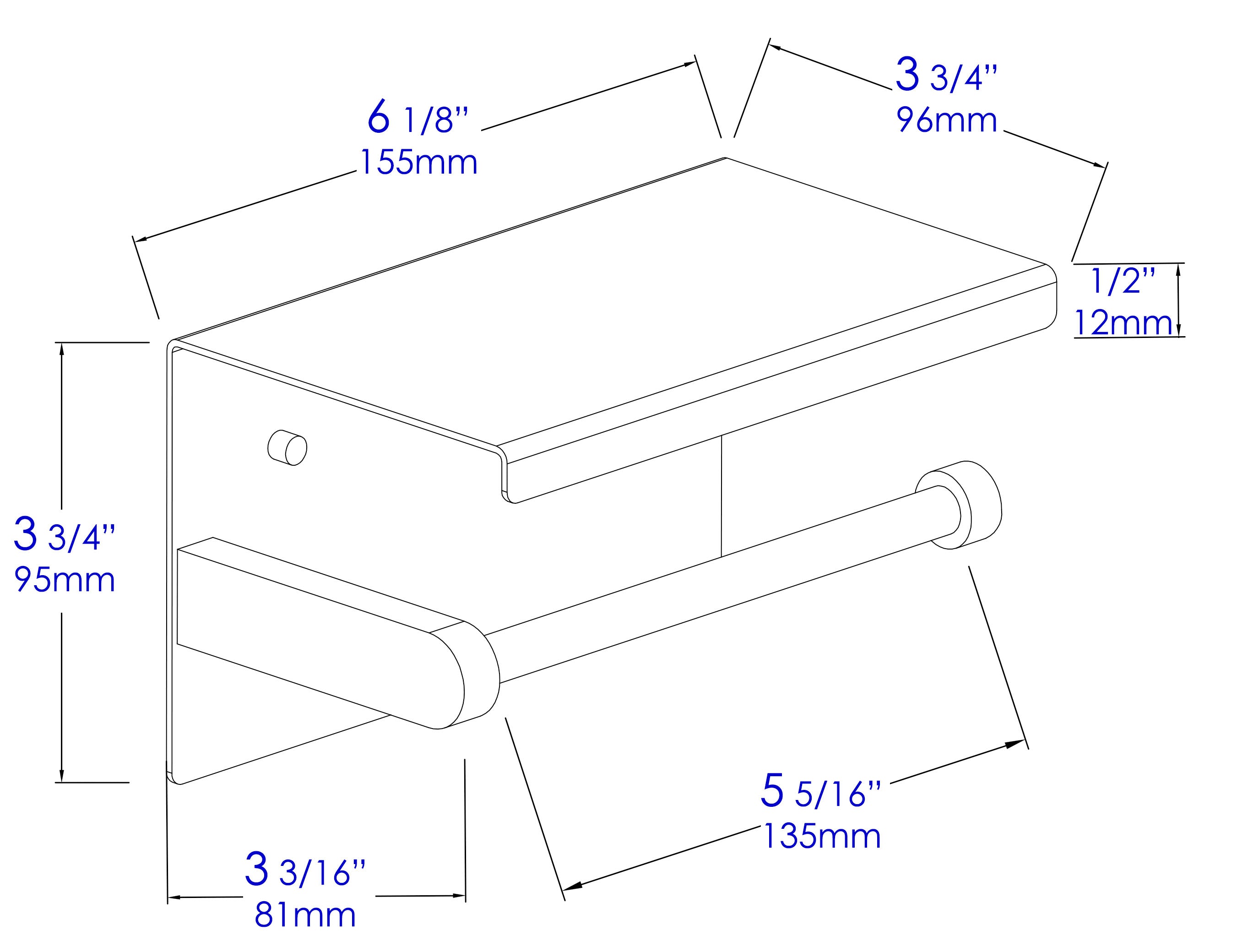 Alternate Image for ALFI brand ABTPP66-BG Brushed Gold PVD Stainless Steel Toilet Paper Holder with Shelf