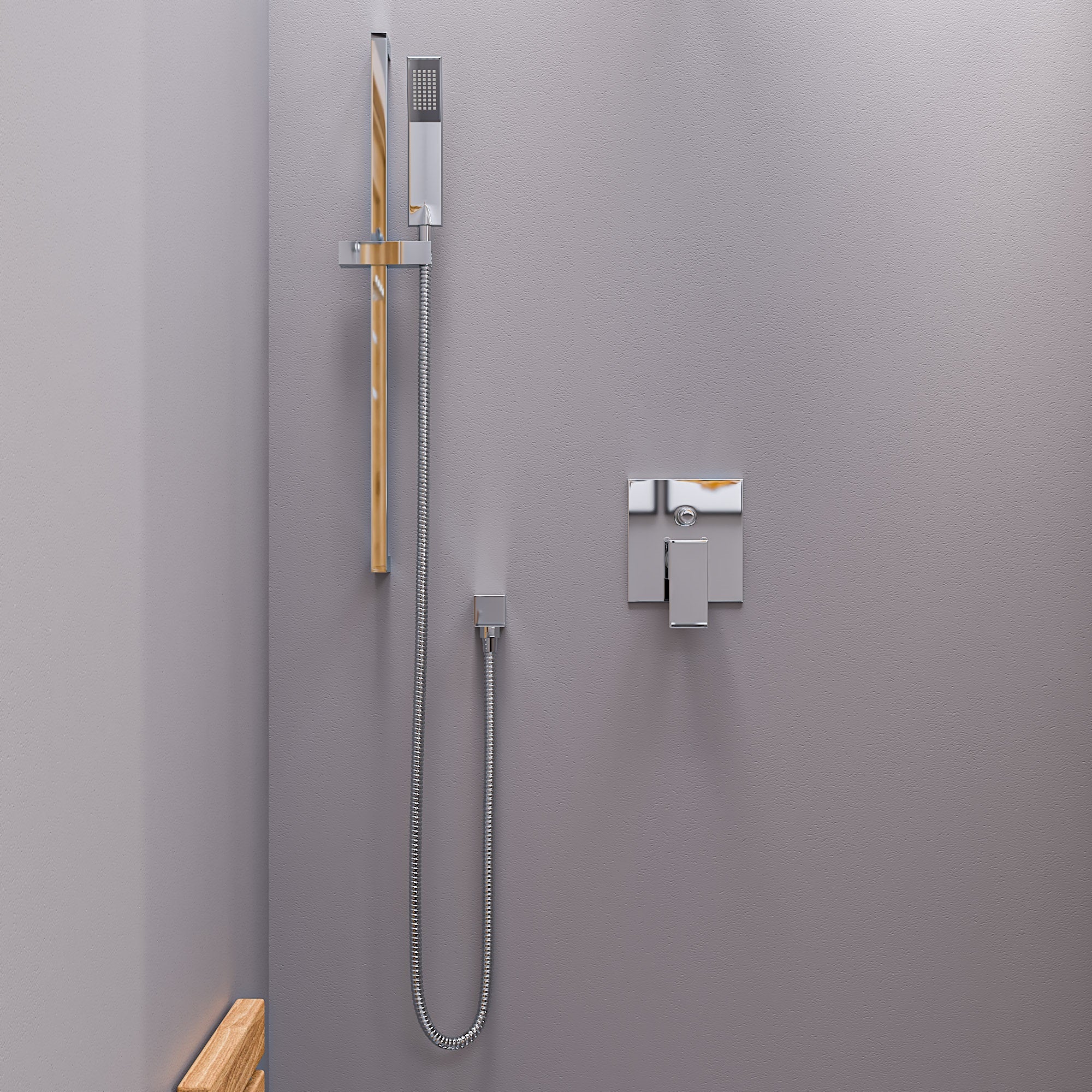 Alternate Image for ALFI brand AB6801-PC Polished Chrome Modern Square Pressure Balanced Shower Mixer with Diverter, Brass